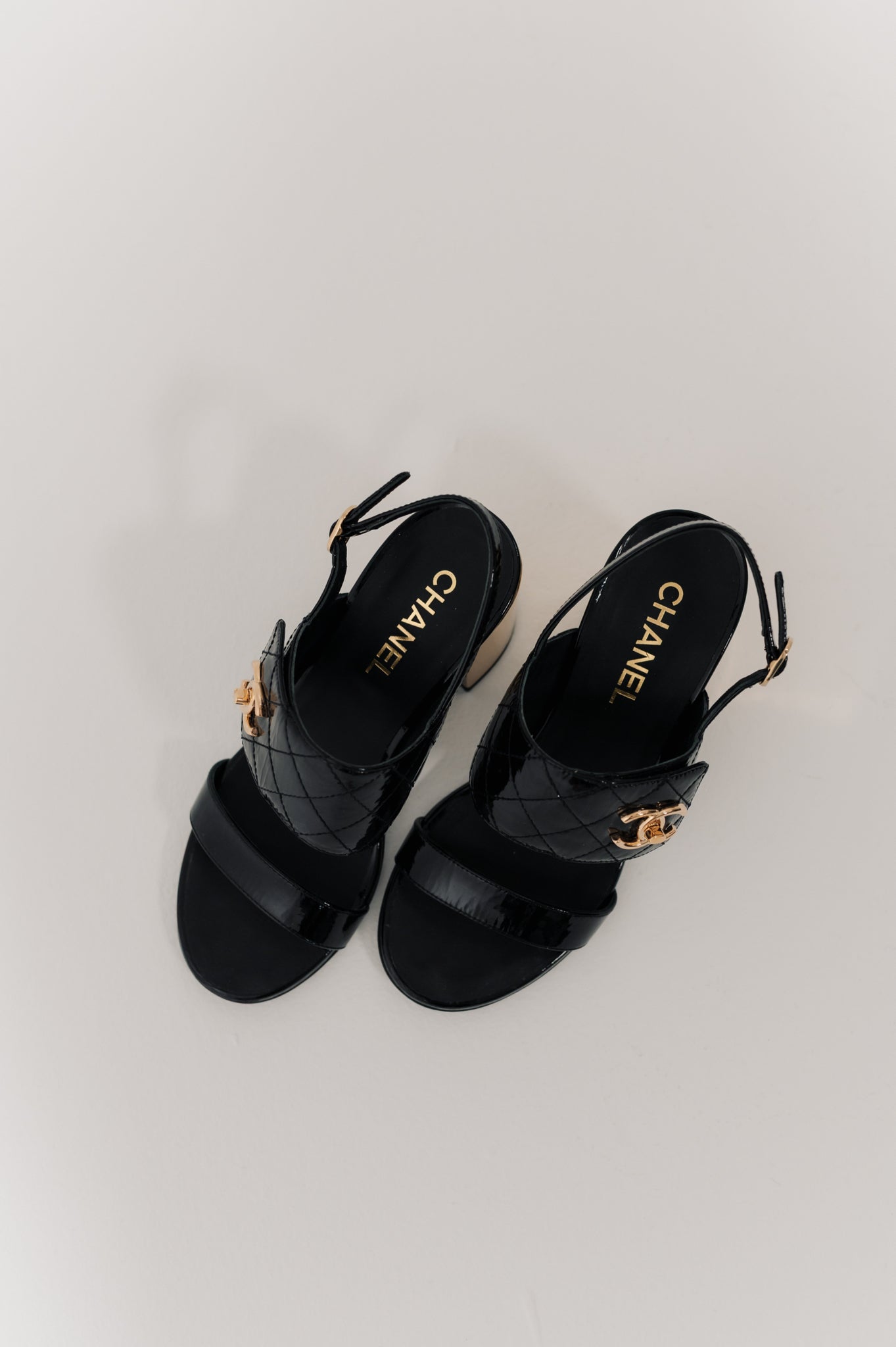 Chanel Gold Heel Sandals