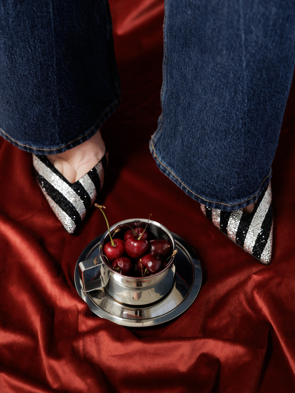 Saint Laurent Black and Crystal Zoe Heels