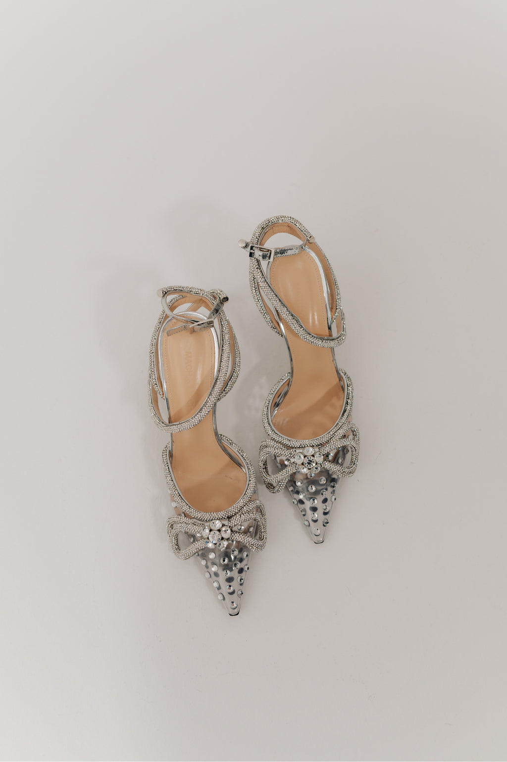 Mach & Mach Silver Crystal Bow Heels