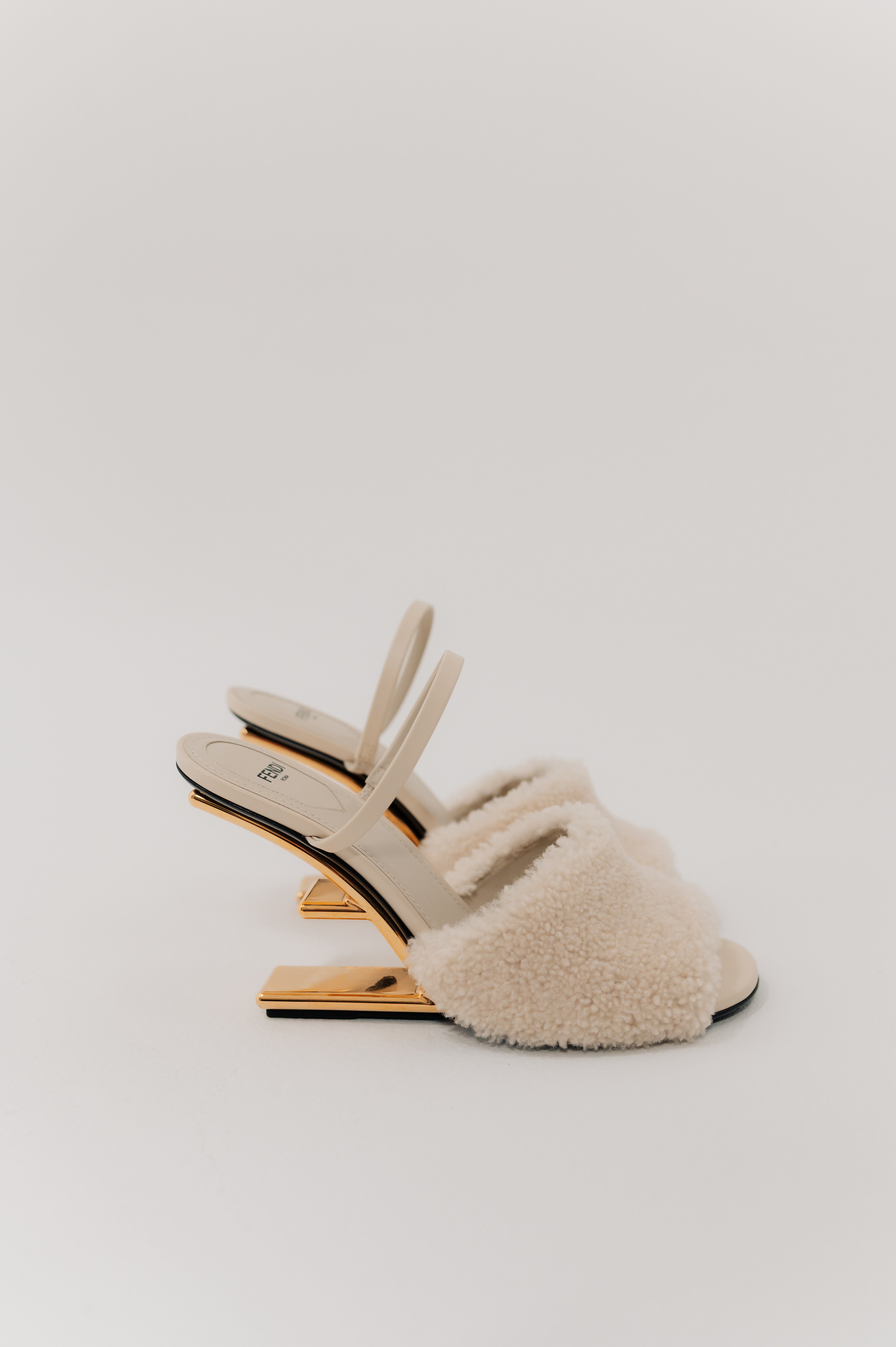 Fendi First Beige Sheepskin Heels