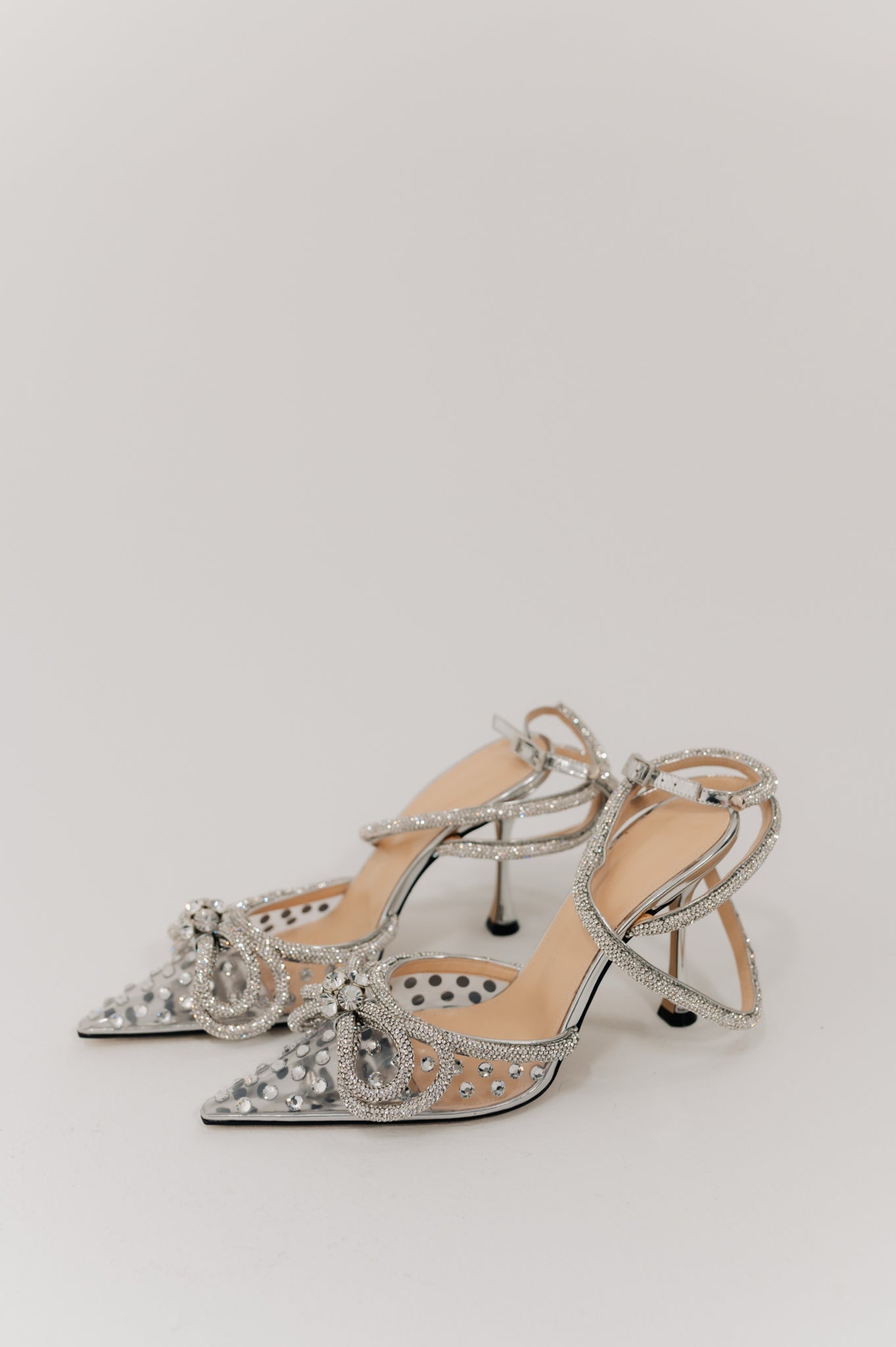 Mach & Mach Silver Crystal Bow Heels
