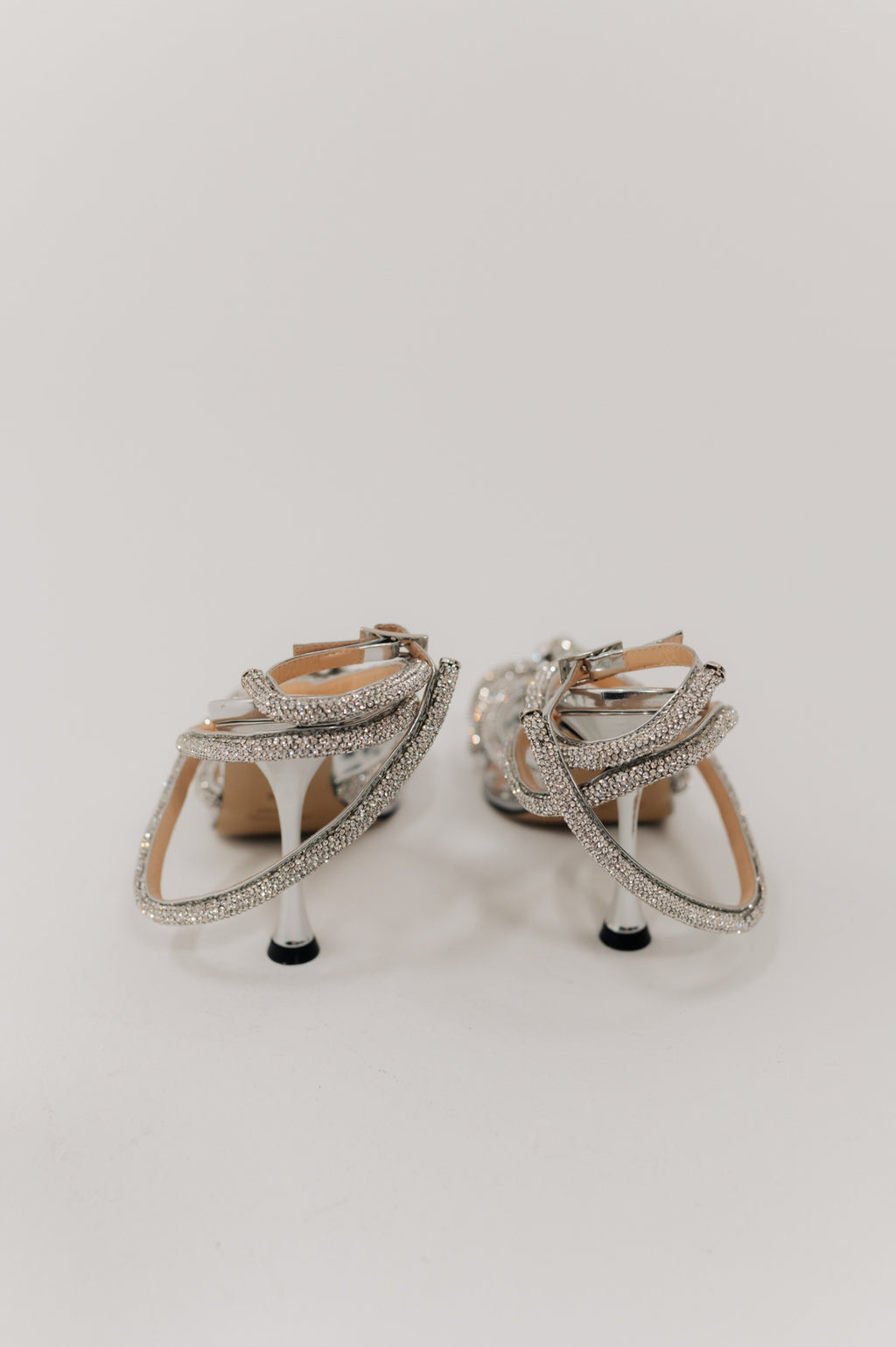 Mach & Mach Silver Crystal Bow Heels