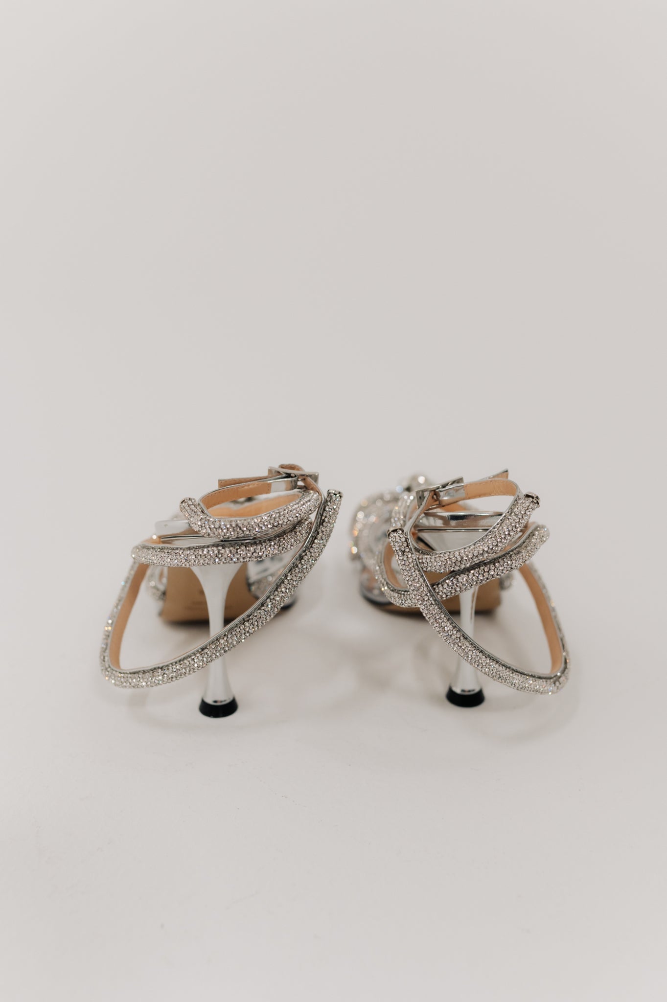Mach & Mach Silver Crystal Bow Heels
