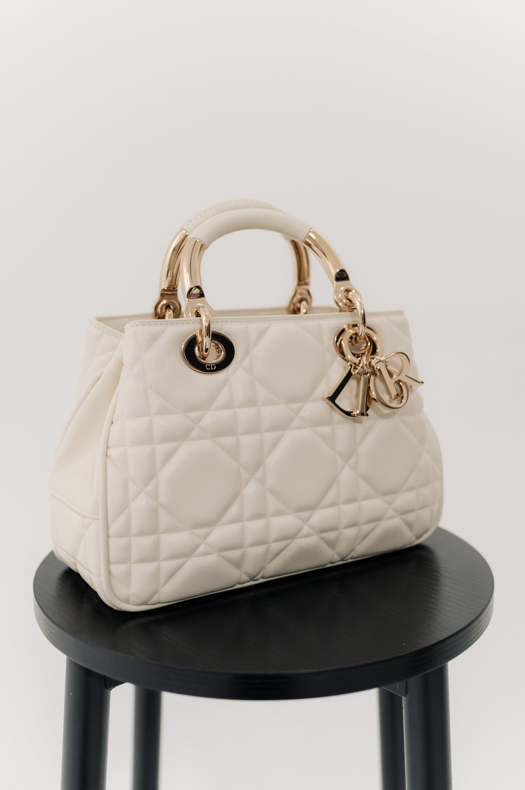 Christian Dior White Cannage Hand Bag
