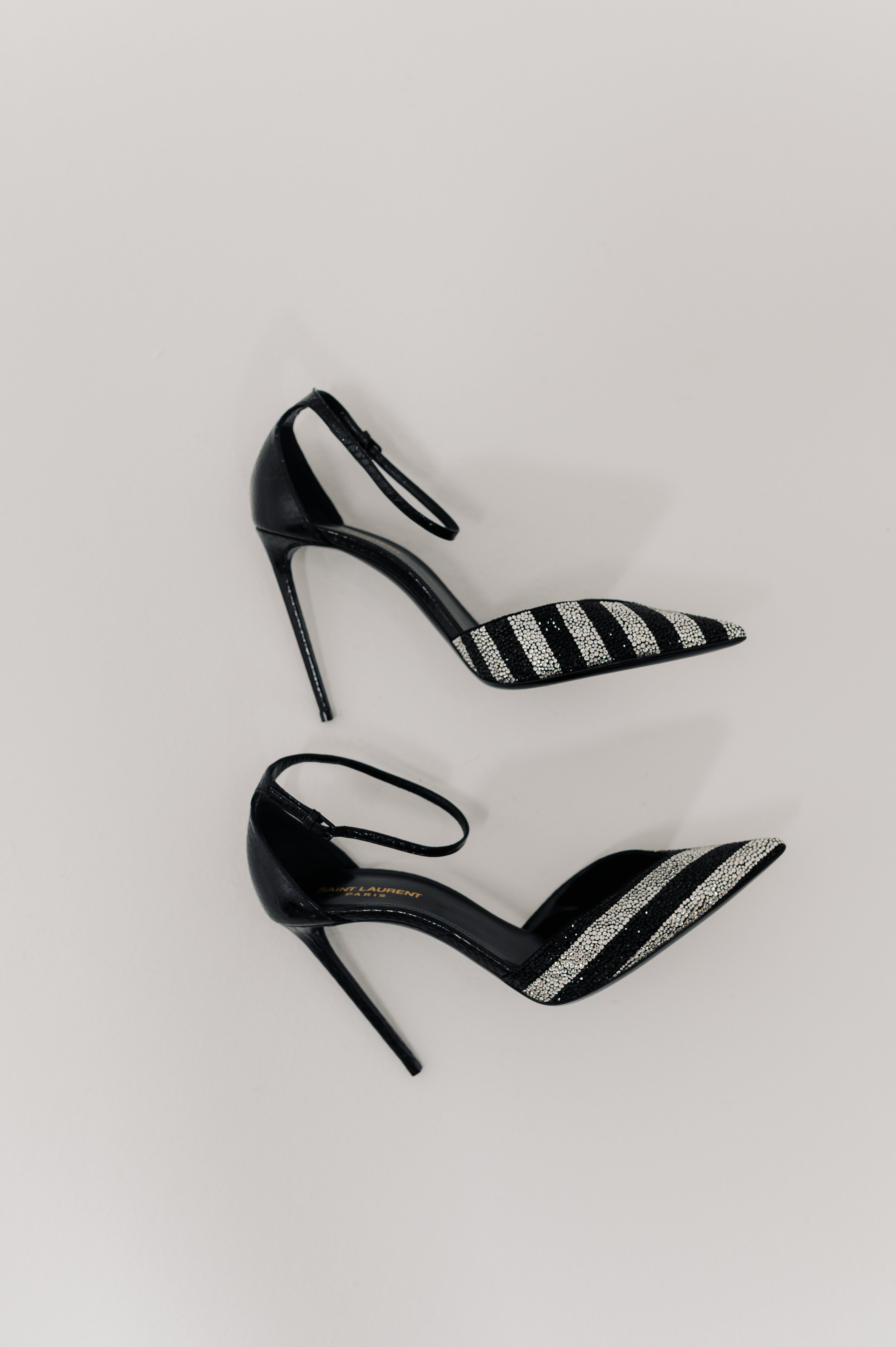 Saint Laurent Black and Crystal Zoe Heels