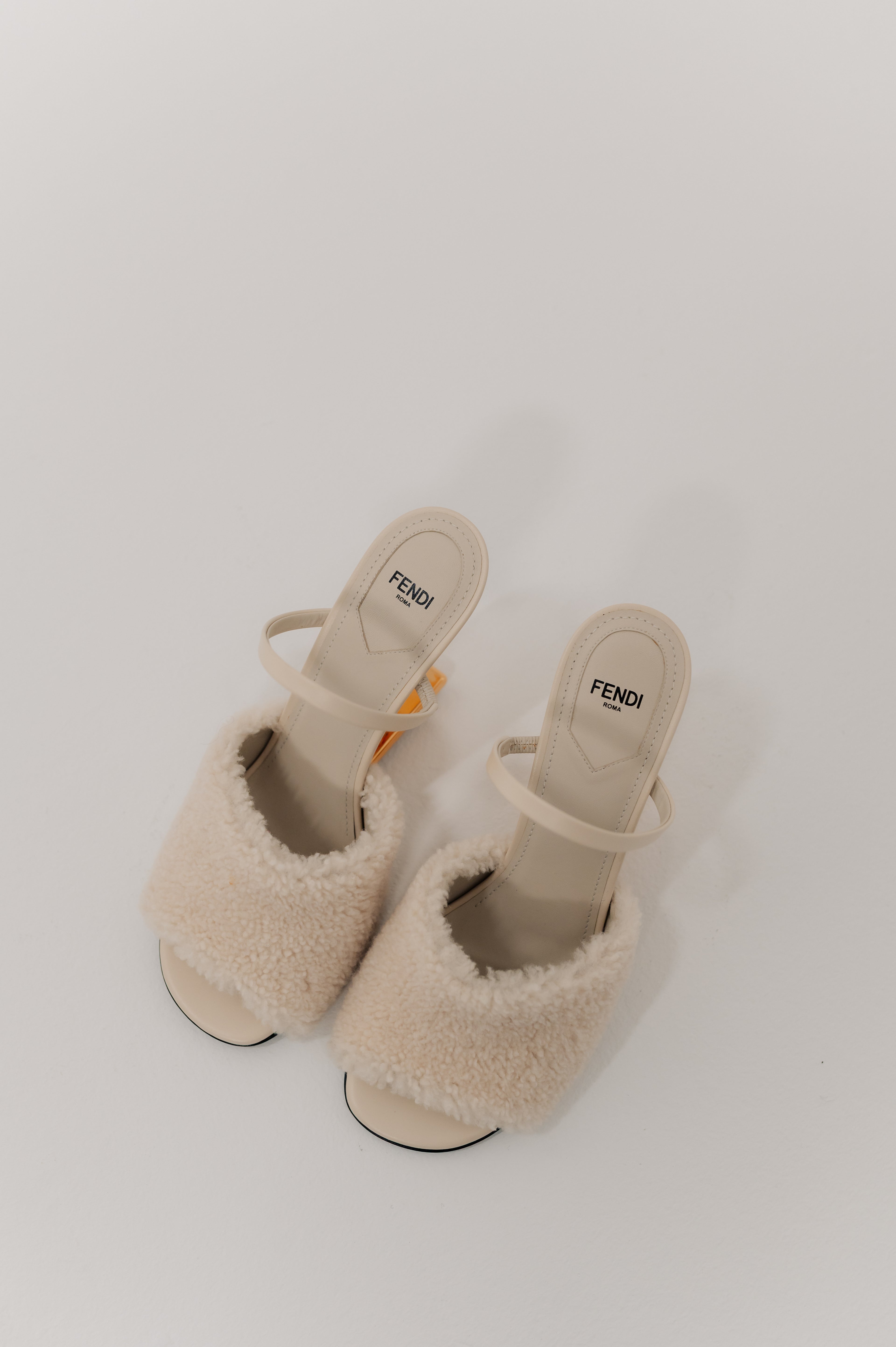 Fendi First Beige Sheepskin Heels