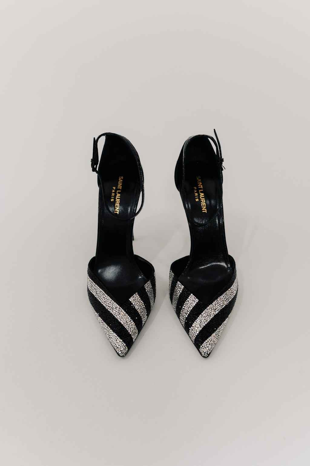 Saint Laurent Black and Crystal Zoe Heels