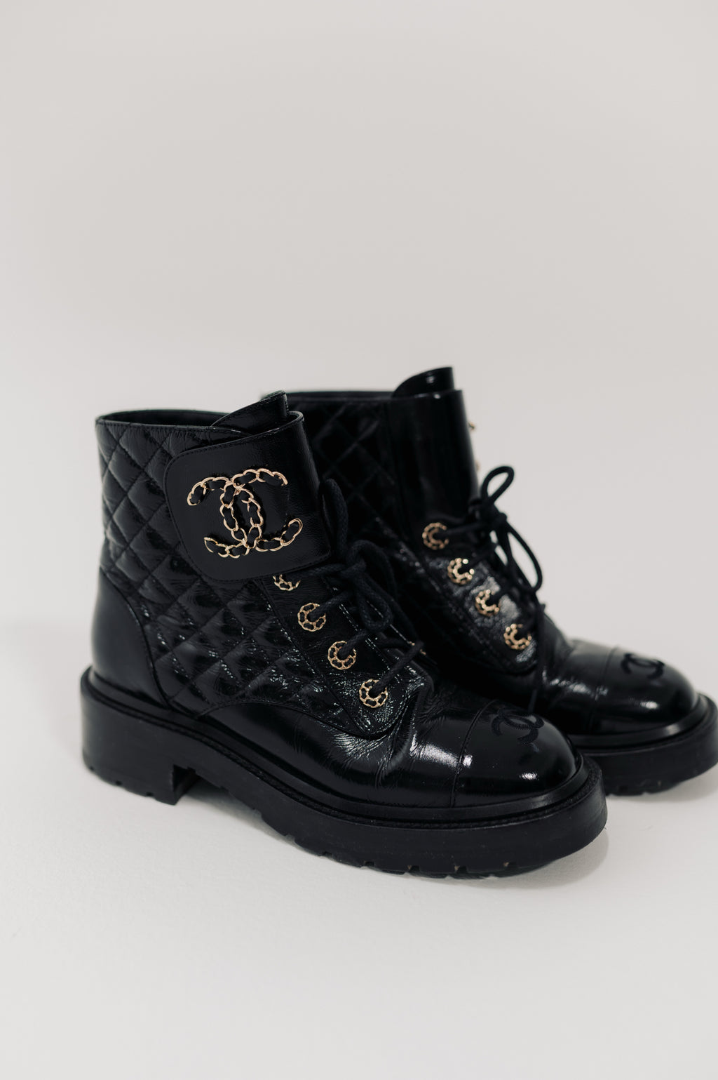 Chanel Black CC Boots