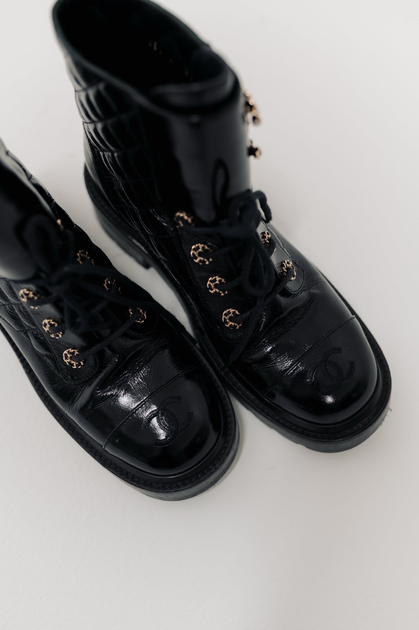 Chanel Black CC Boots