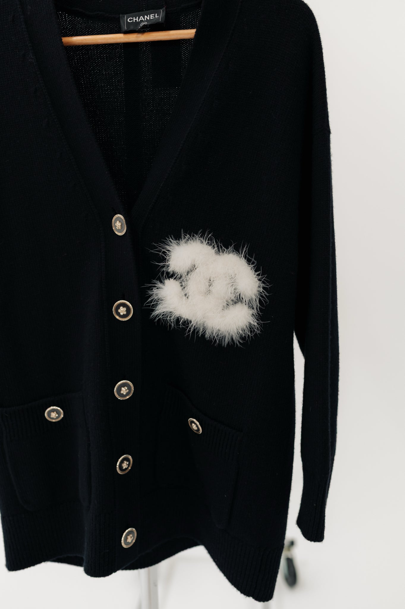 Chanel Black CC Feather Cardigan