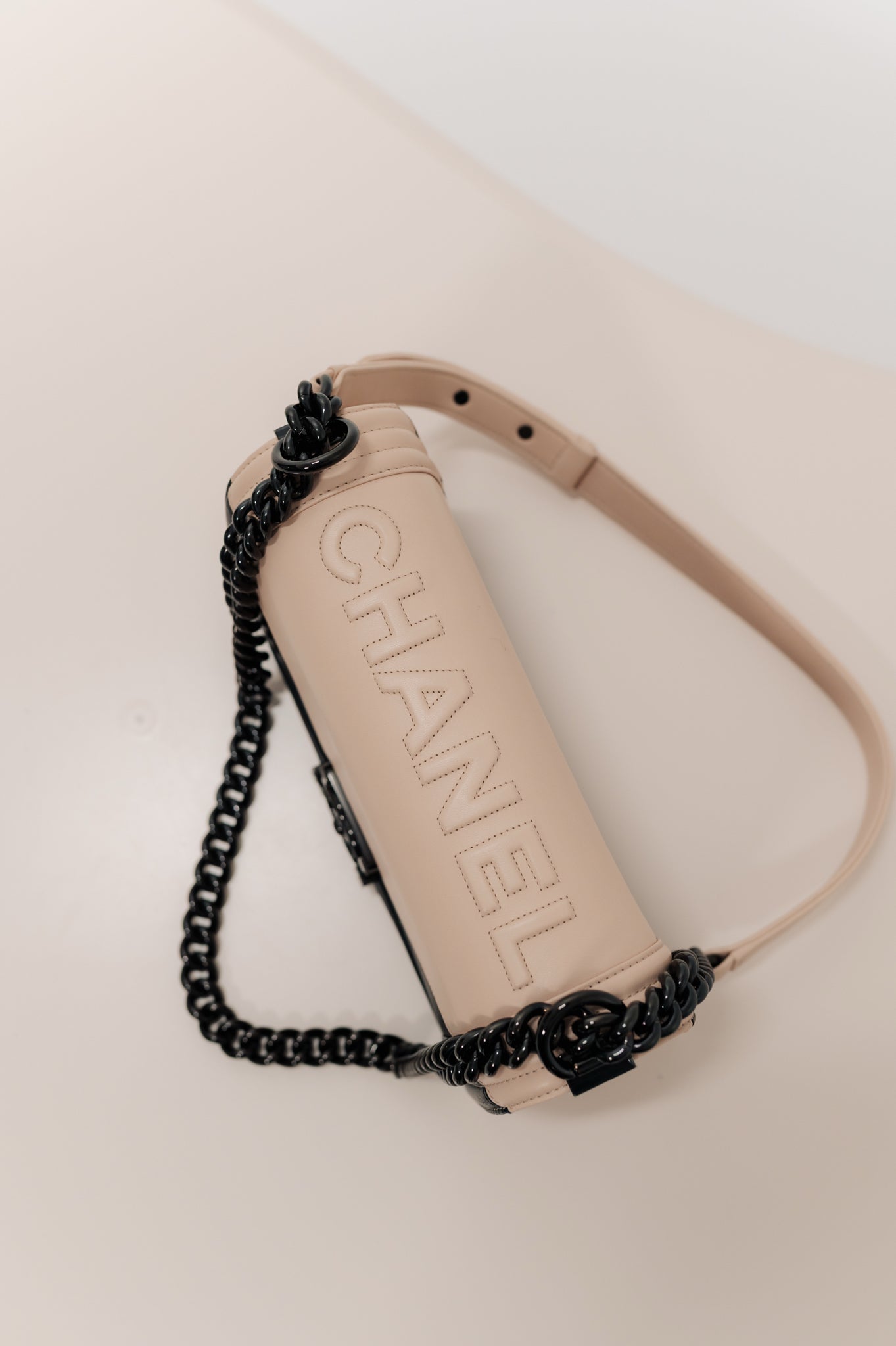 Chanel Beige & Black Boy Bag Hand Bag