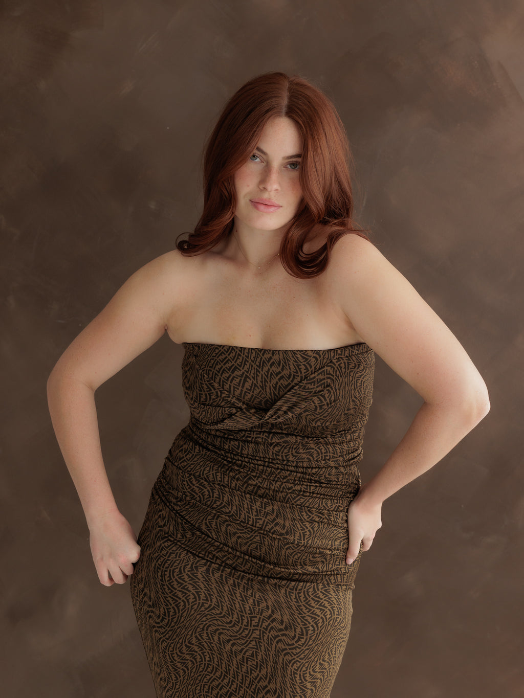 Fendi Brown Zucca Strapless Top