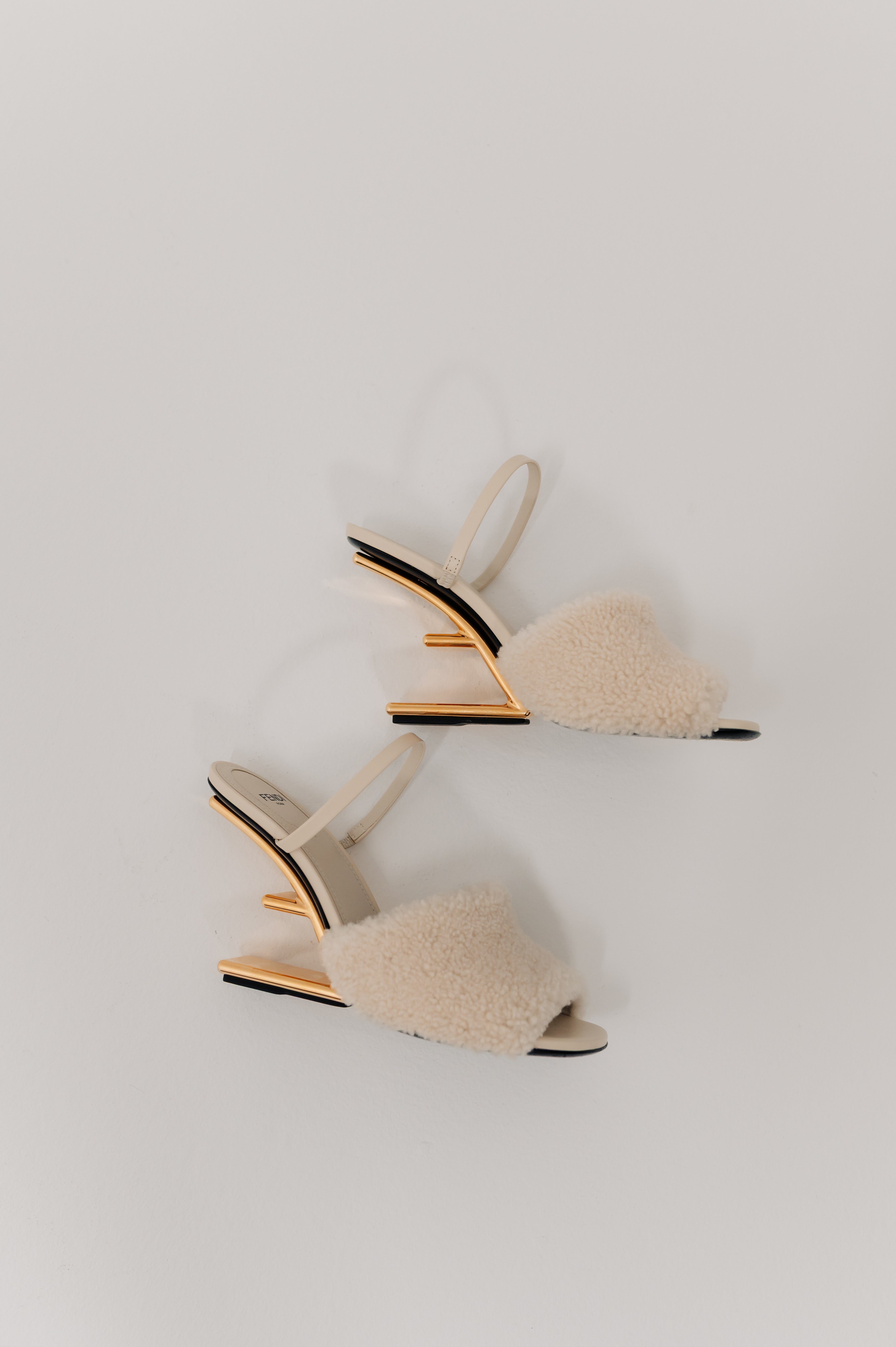 Fendi First Beige Sheepskin Heels