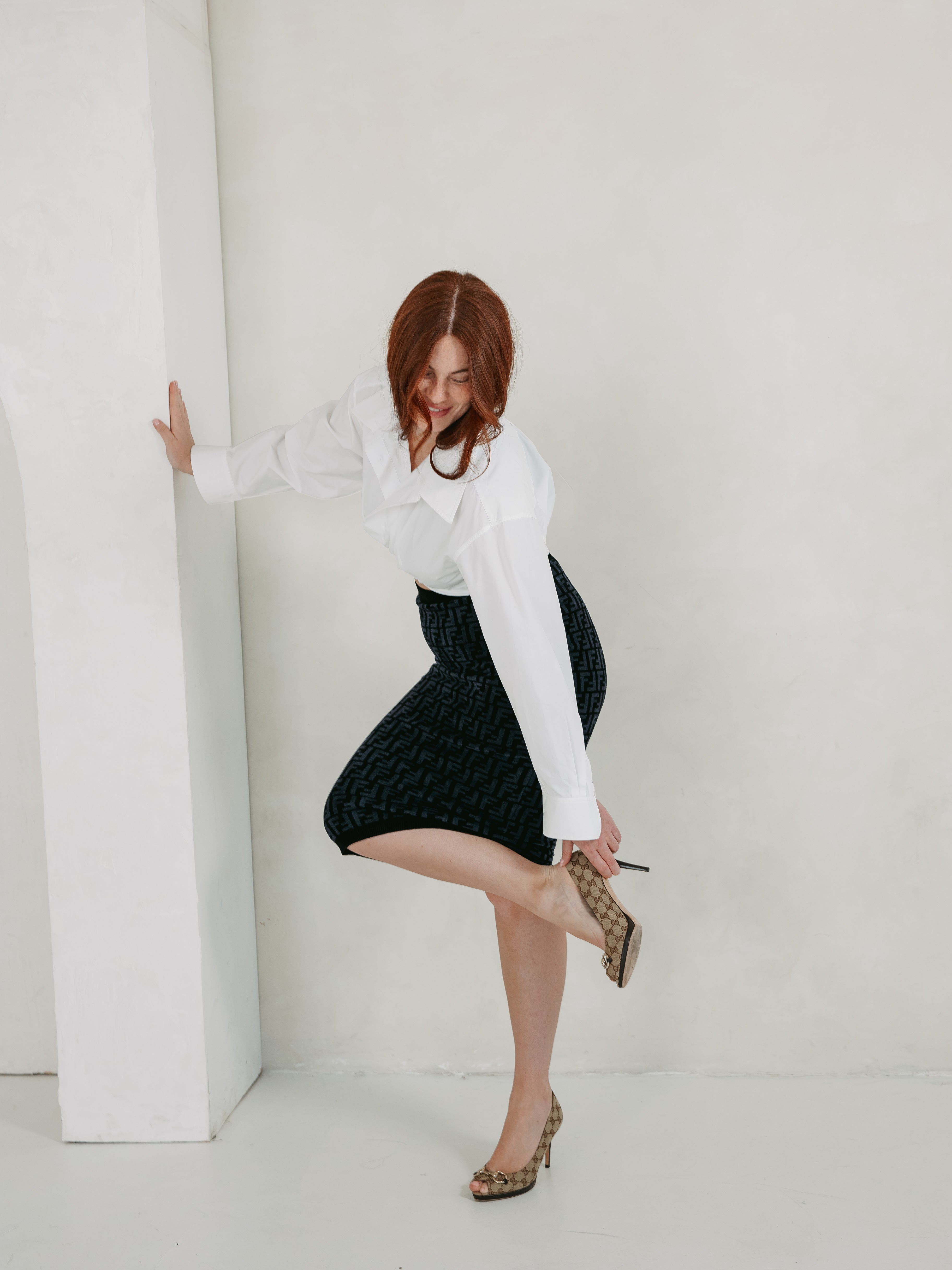 Fendi Navy Monogram Skirt