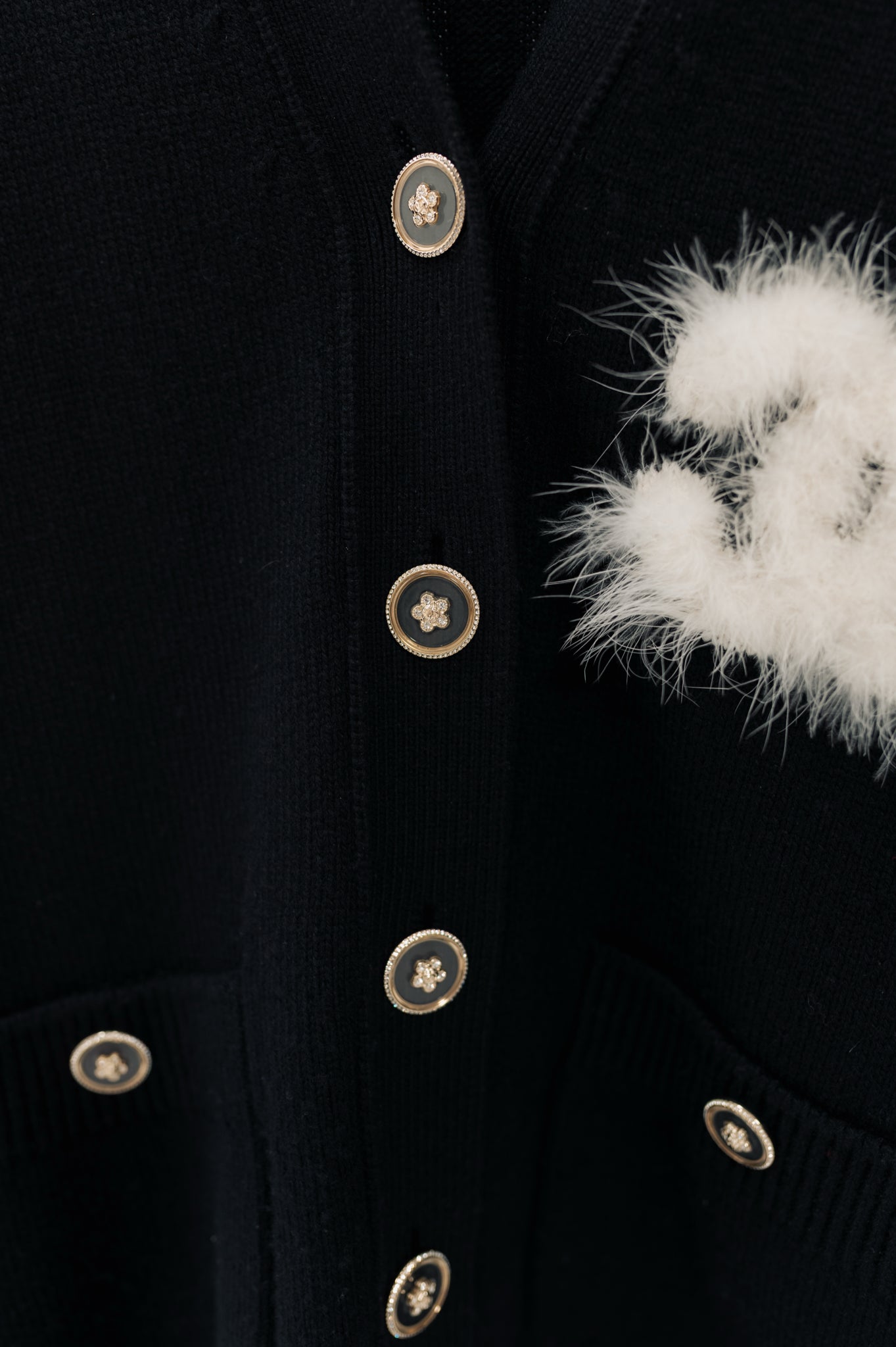 Chanel Black CC Feather Cardigan