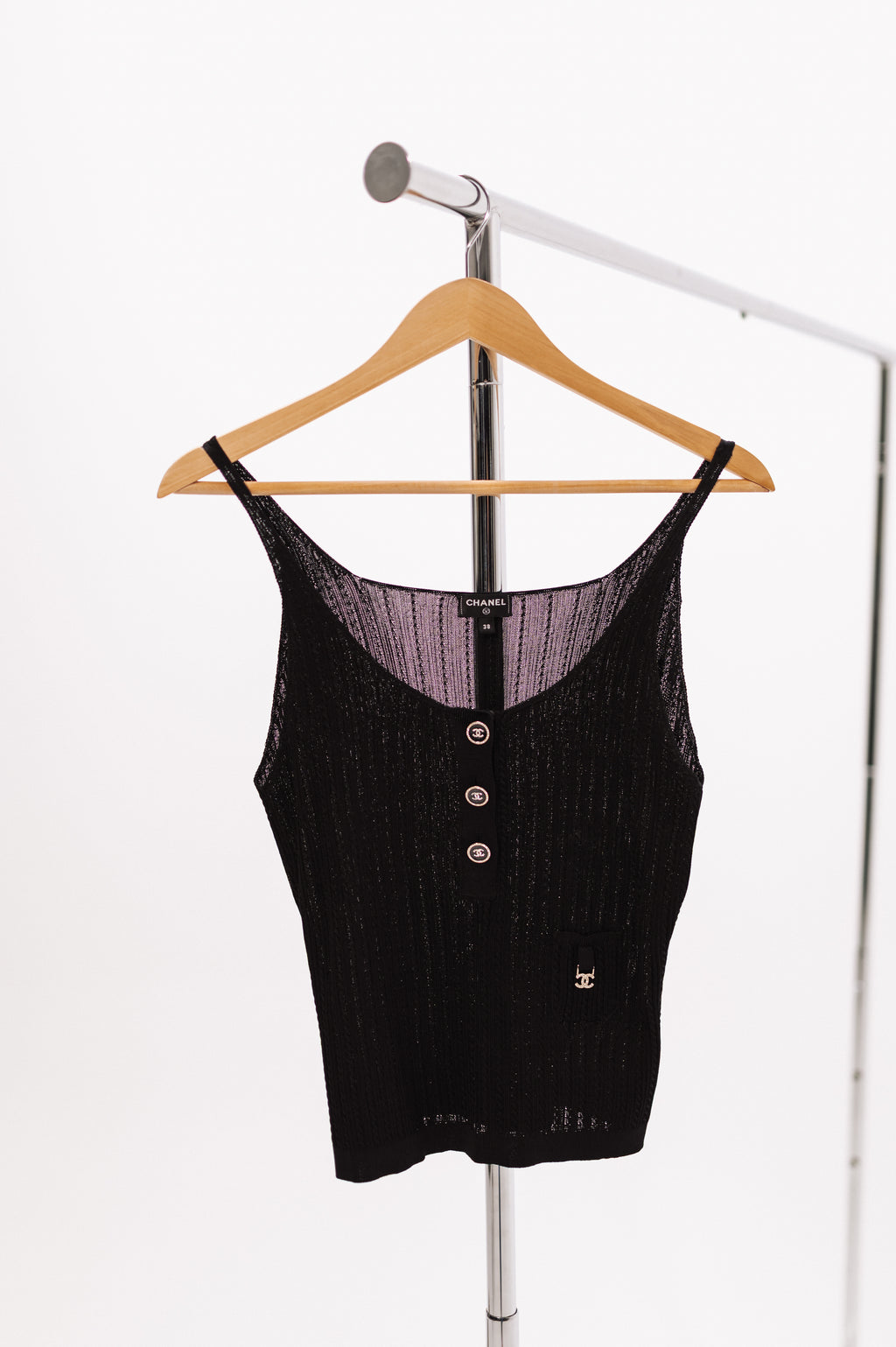 Chanel Black CC Button Tank