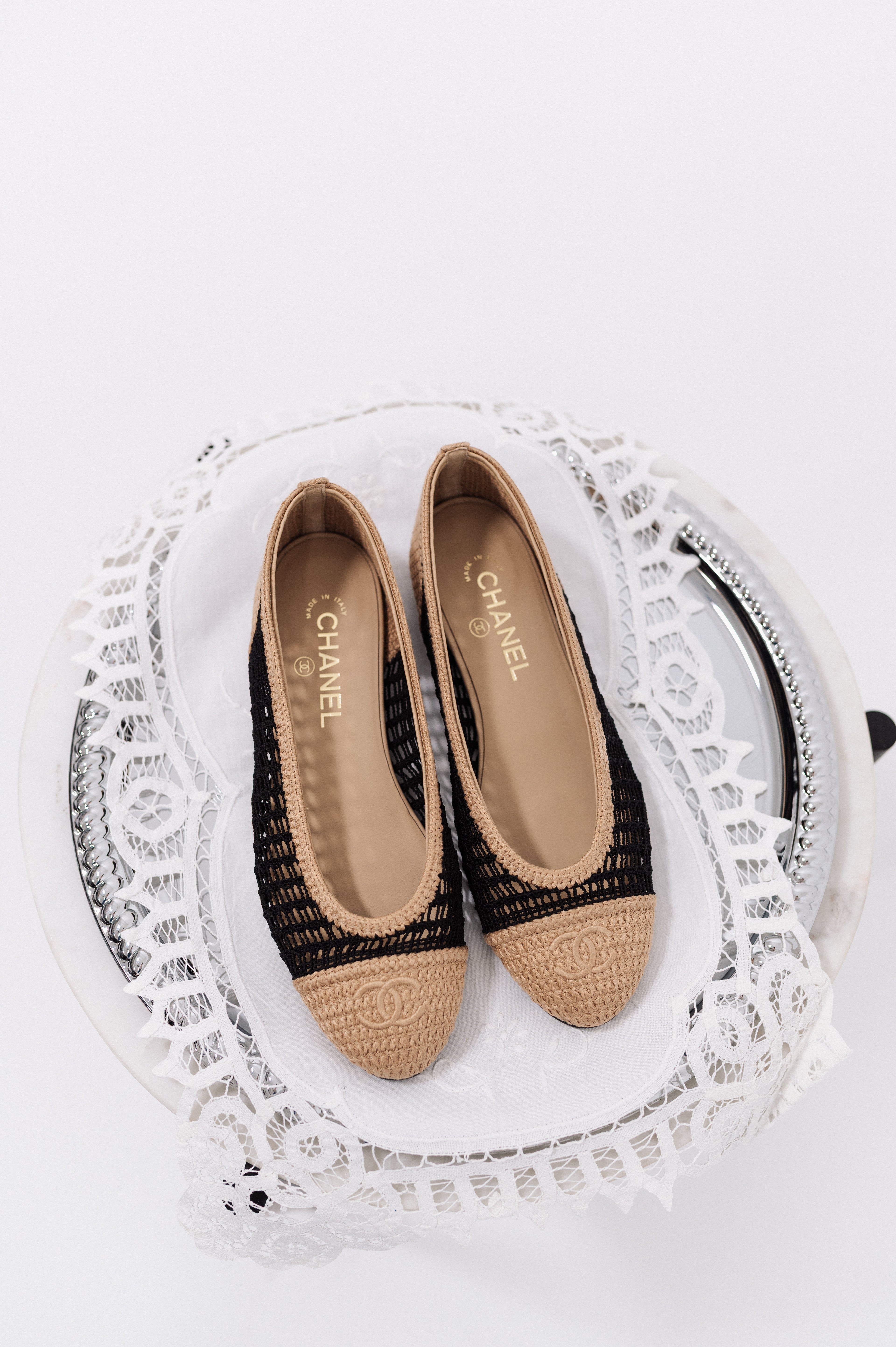 Chanel Woven Raffia Flats