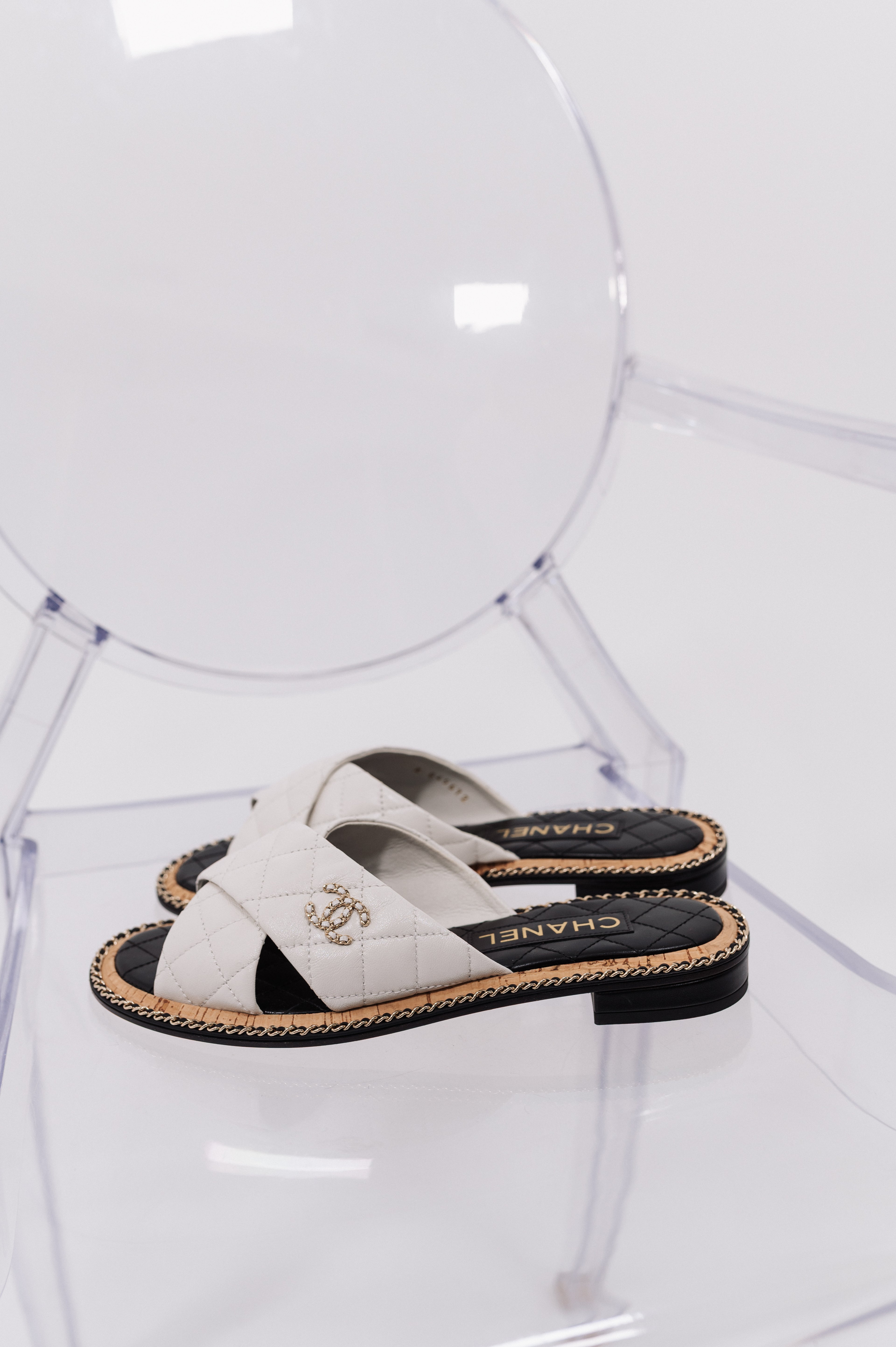 Chanel Quilted Leather CC Slides
