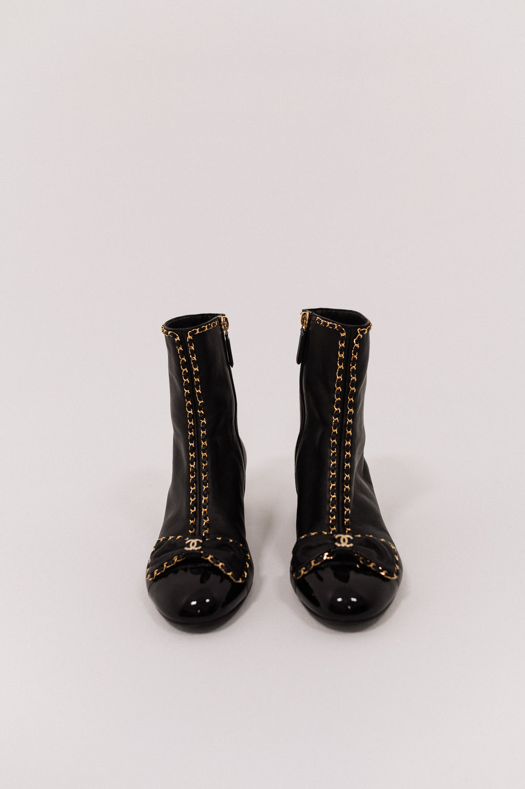 Chanel Black Ankle Lambskin Boots