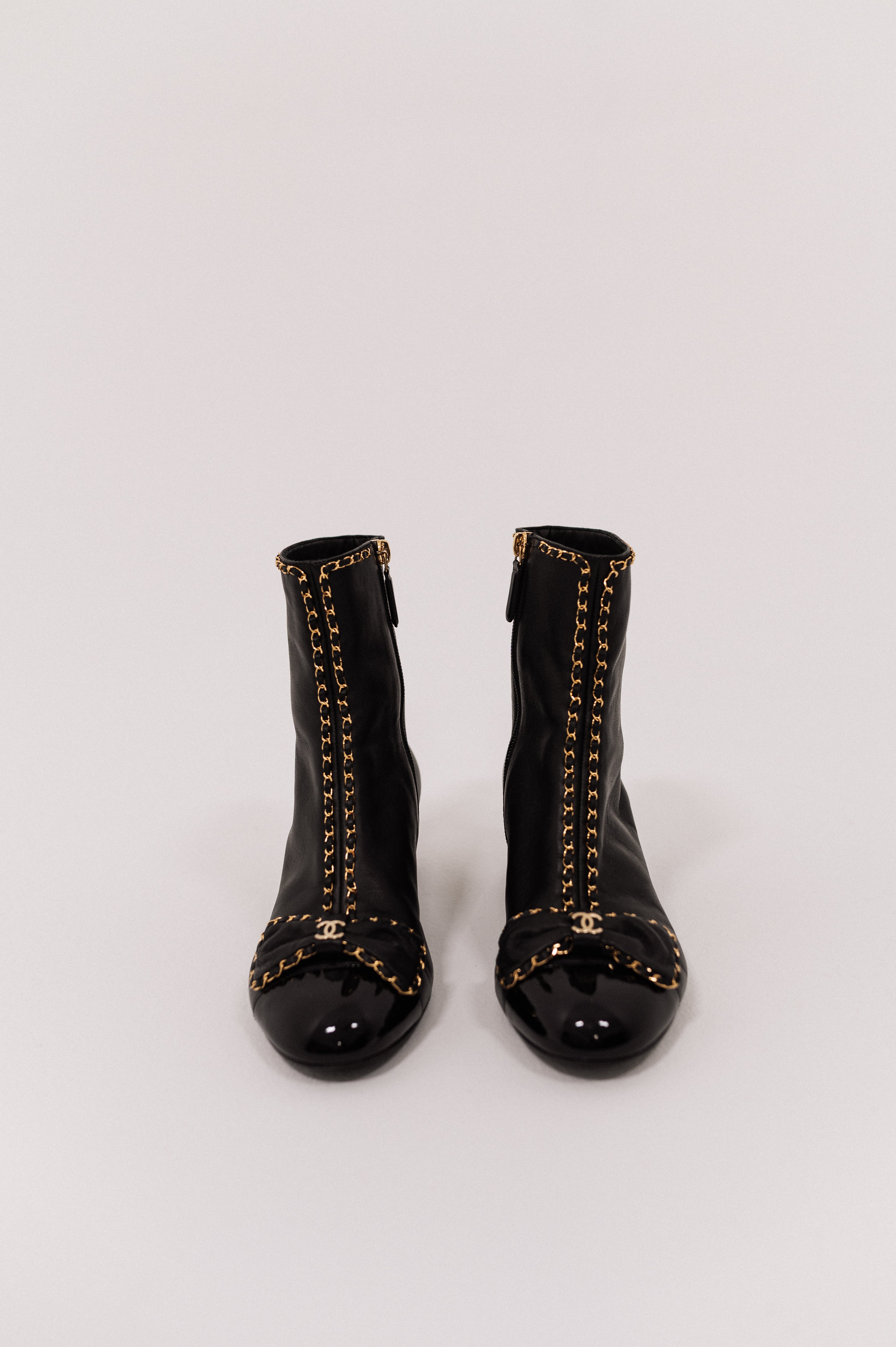 Chanel Black Ankle Lambskin Boots