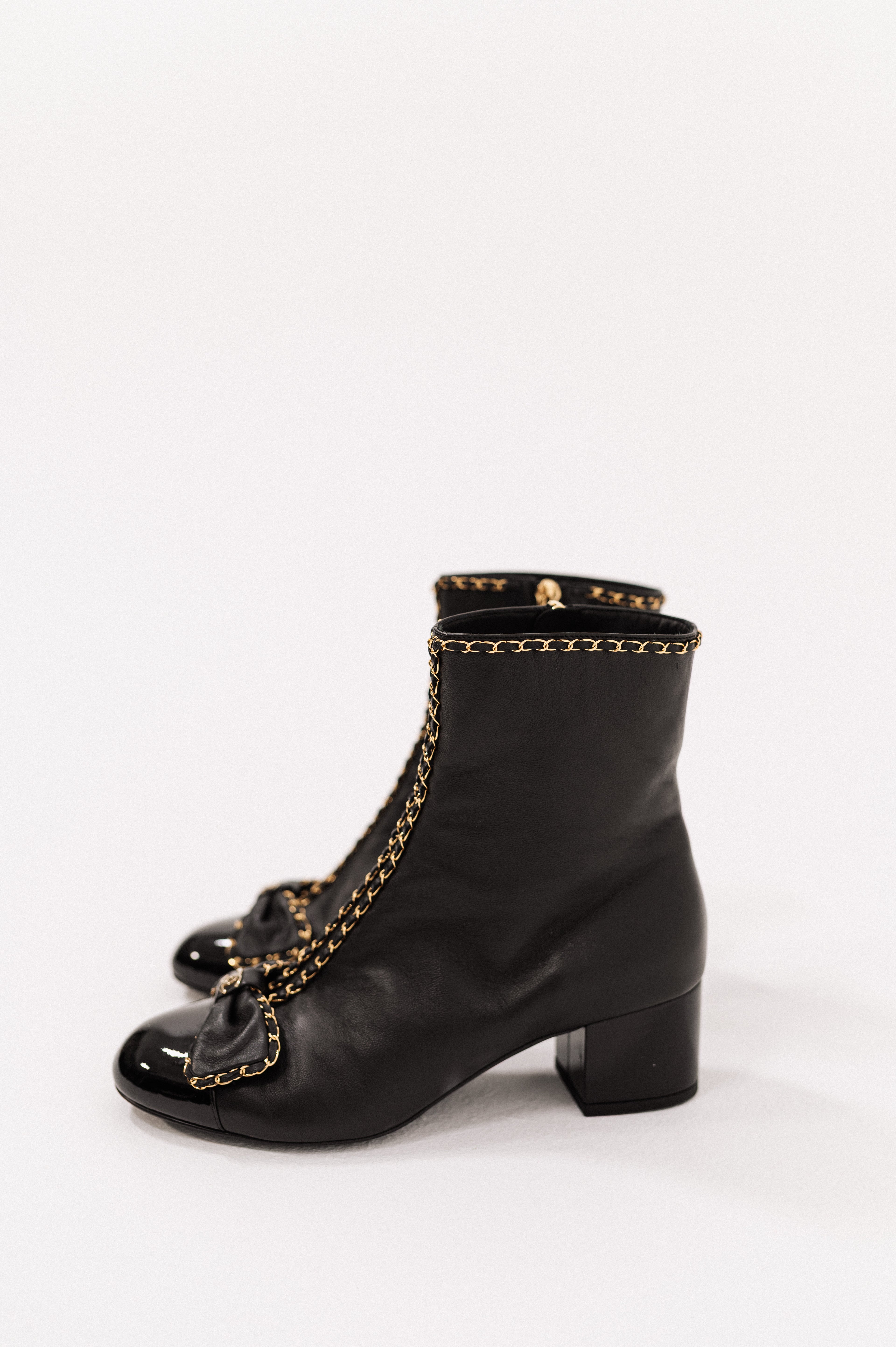 Chanel Black Ankle Lambskin Boots