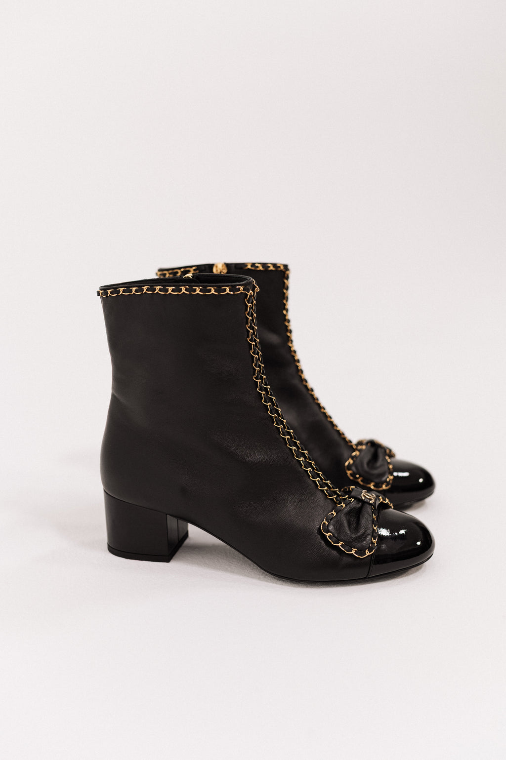 Chanel Black Ankle Lambskin Boots