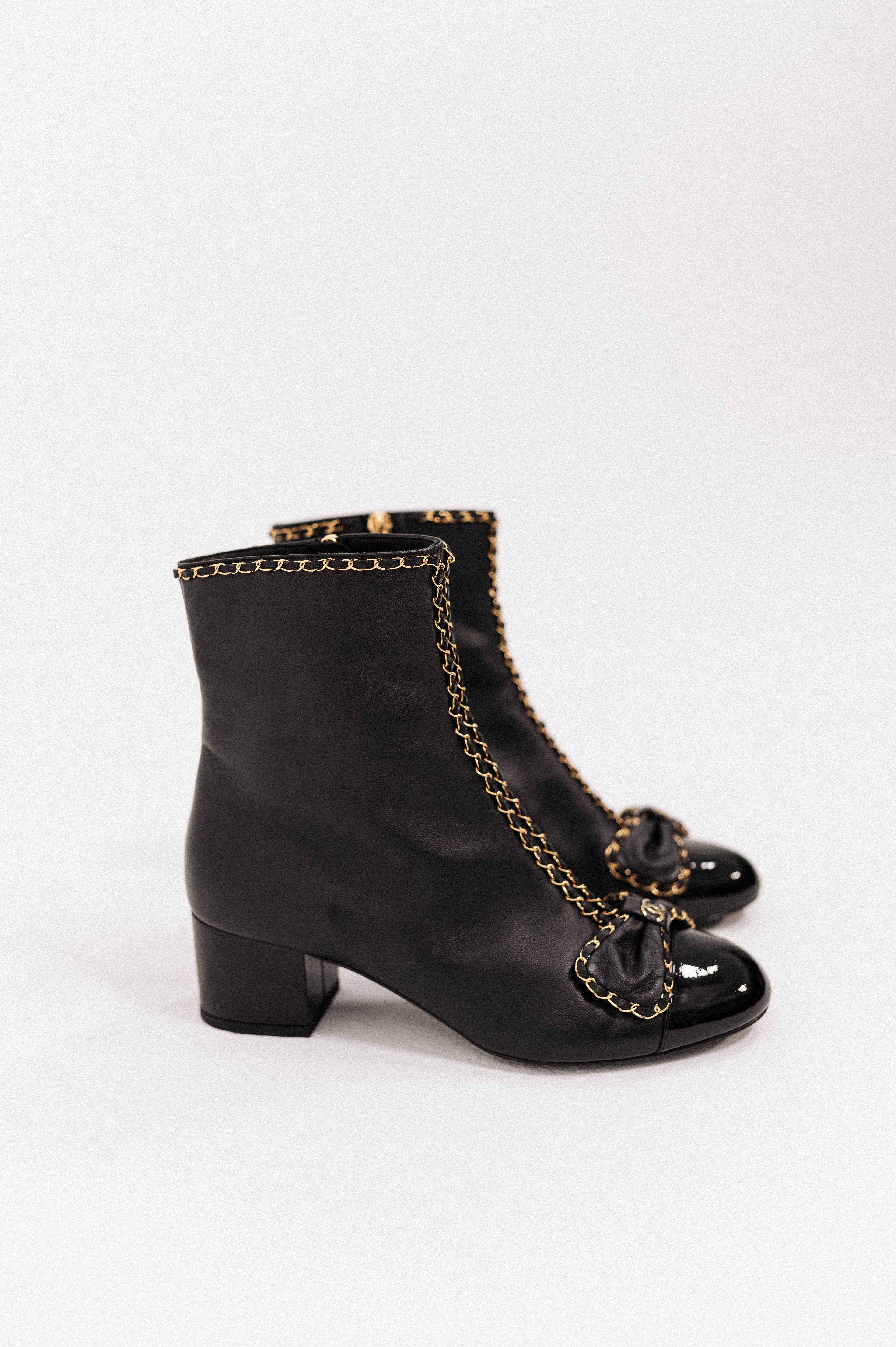 Chanel Black Ankle Lambskin Boots