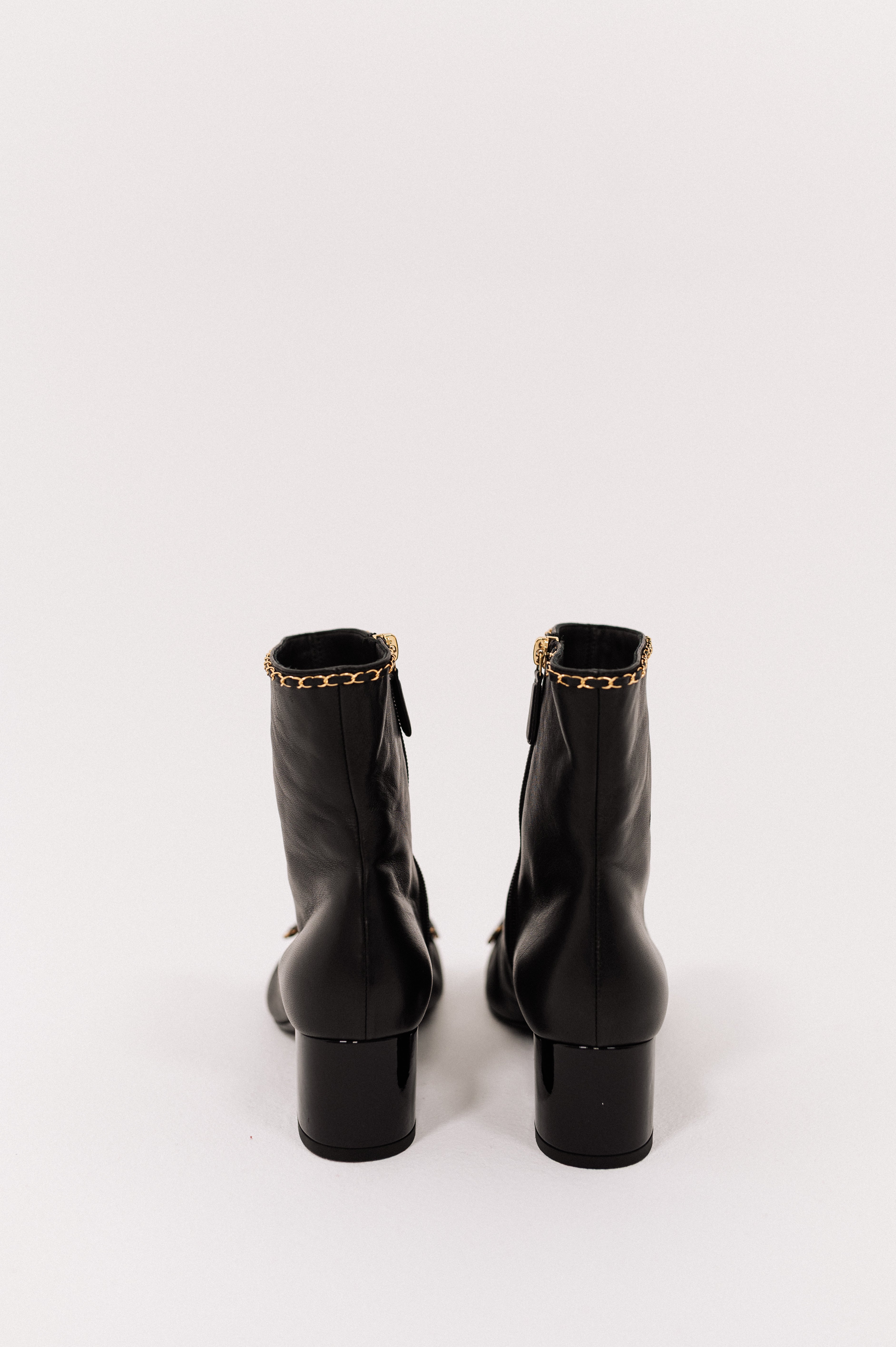 Chanel Black Ankle Lambskin Boots