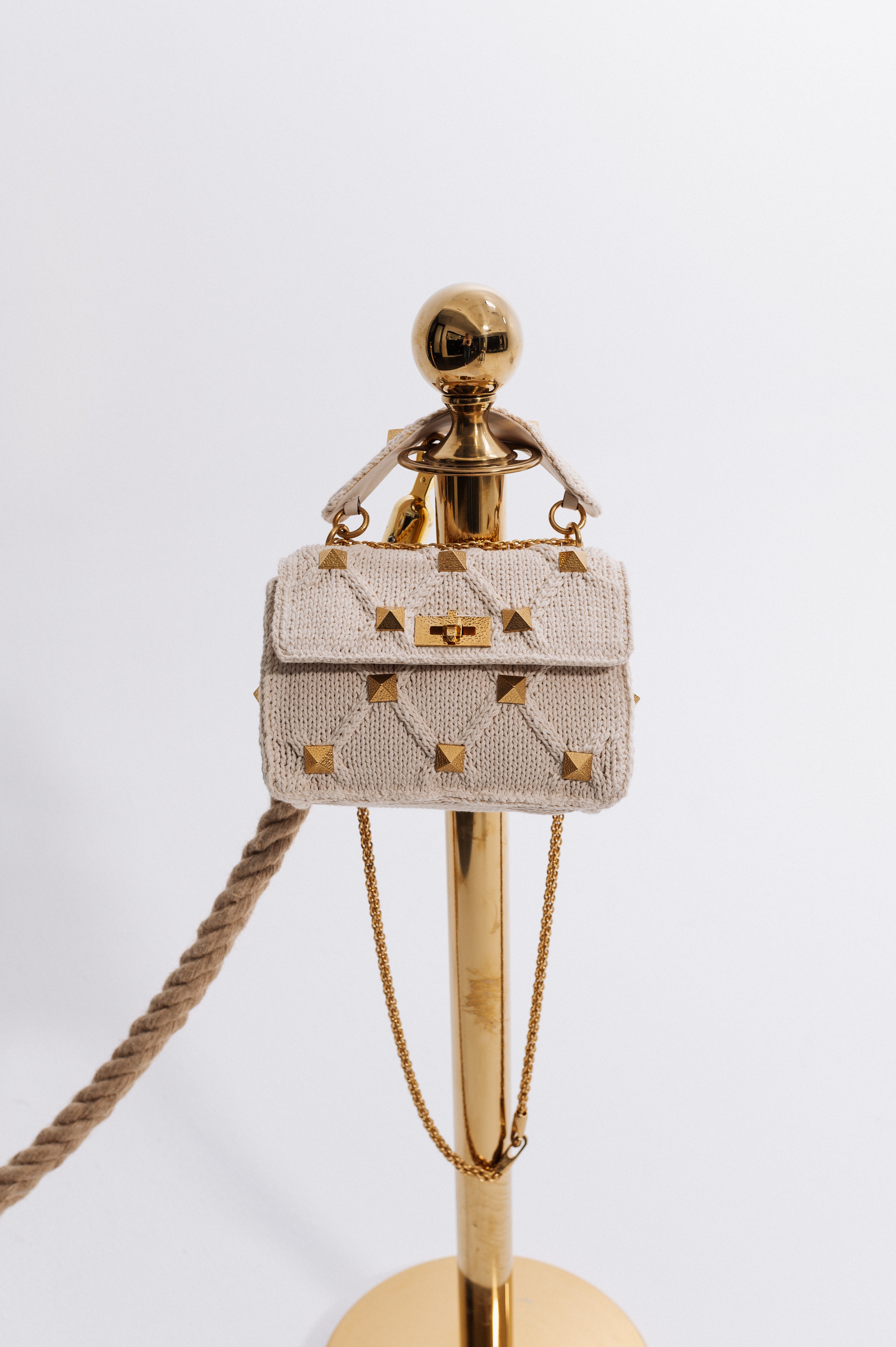 Valentino Roman Stud Crochet Handbag