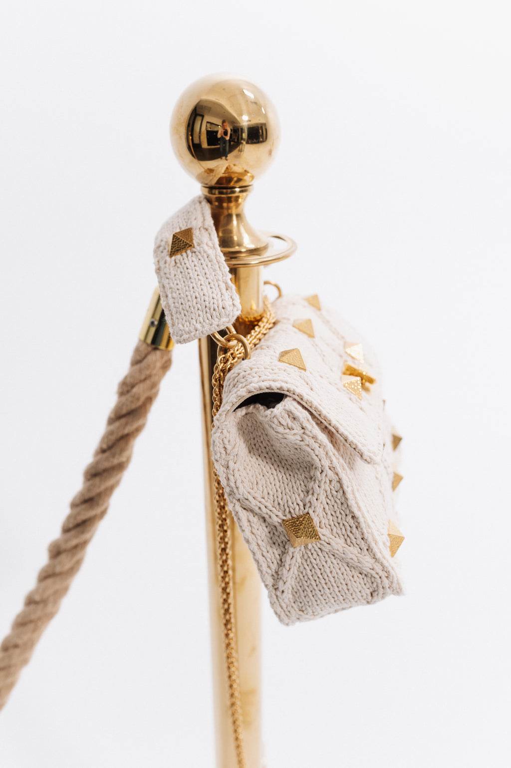 Valentino Roman Stud Crochet Handbag