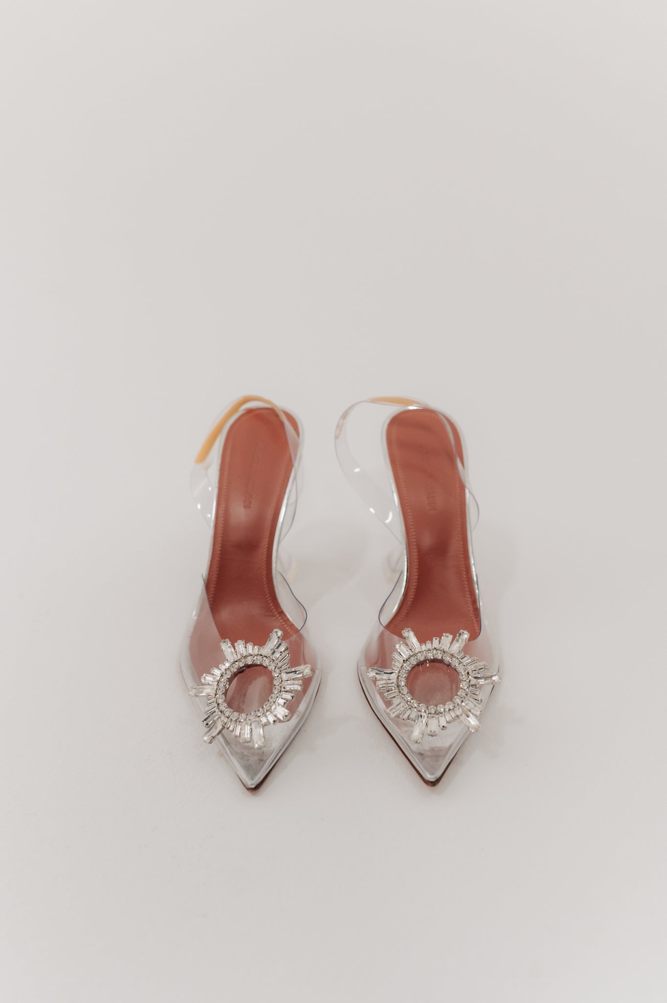 Amina Muaddi Crystal Sling Back Heels