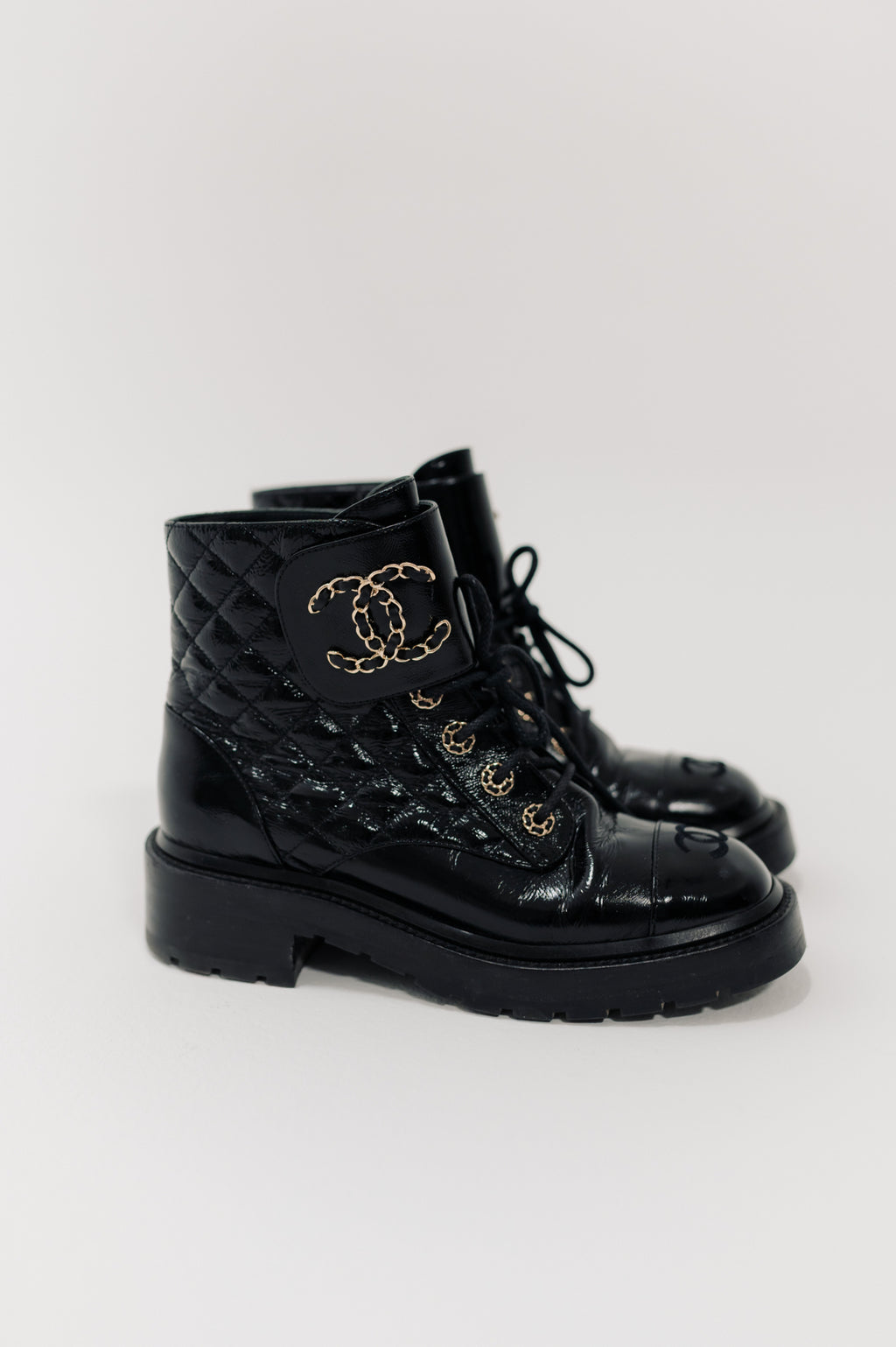 Chanel Black CC Boots