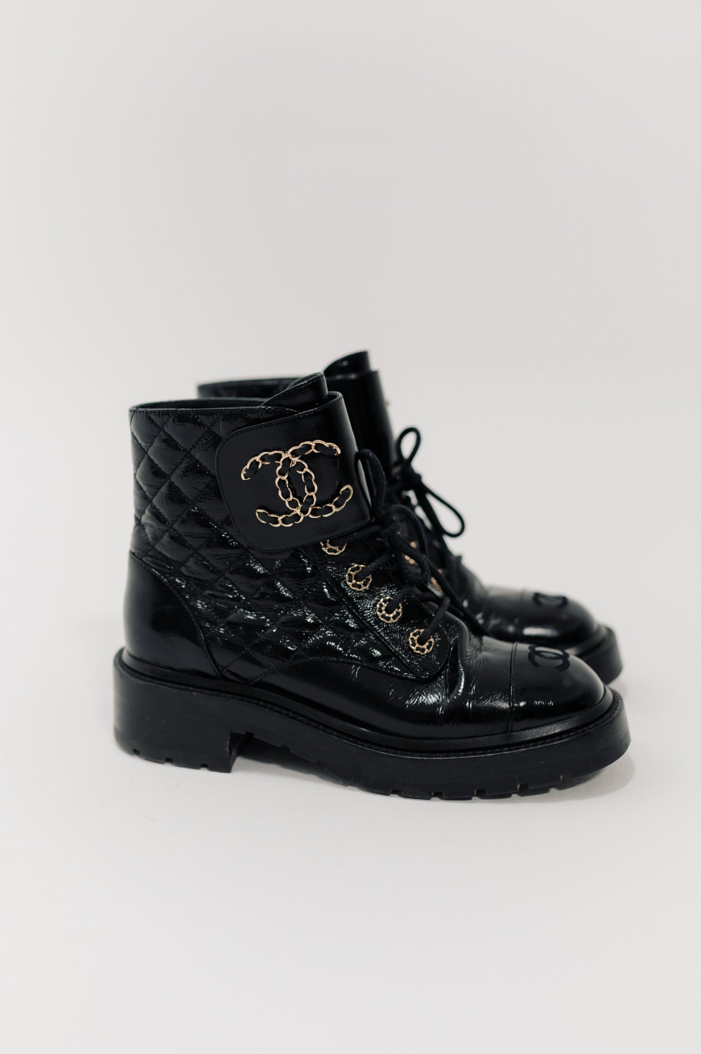 Chanel Black CC Boots