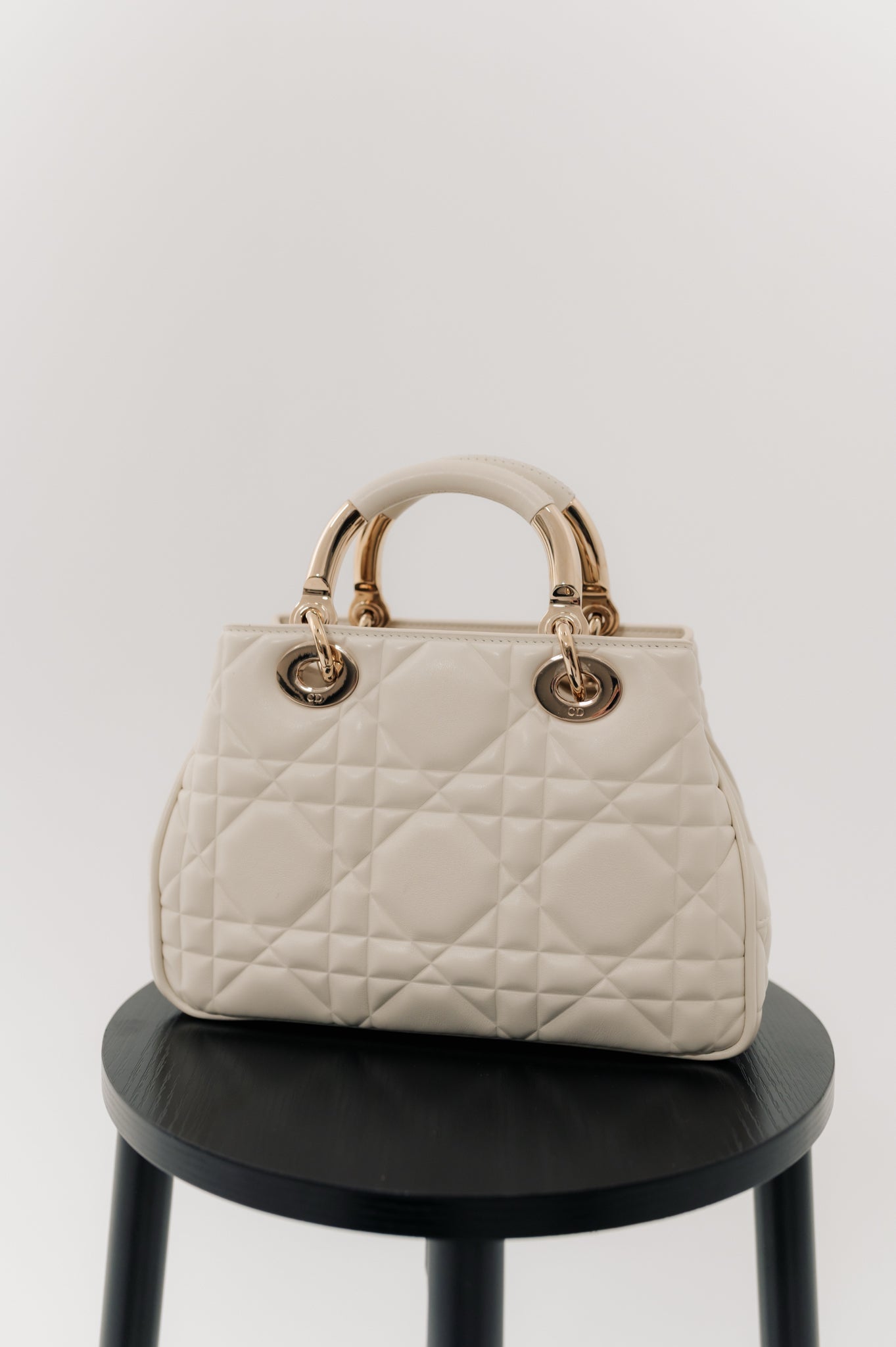 Christian Dior White Cannage Hand Bag