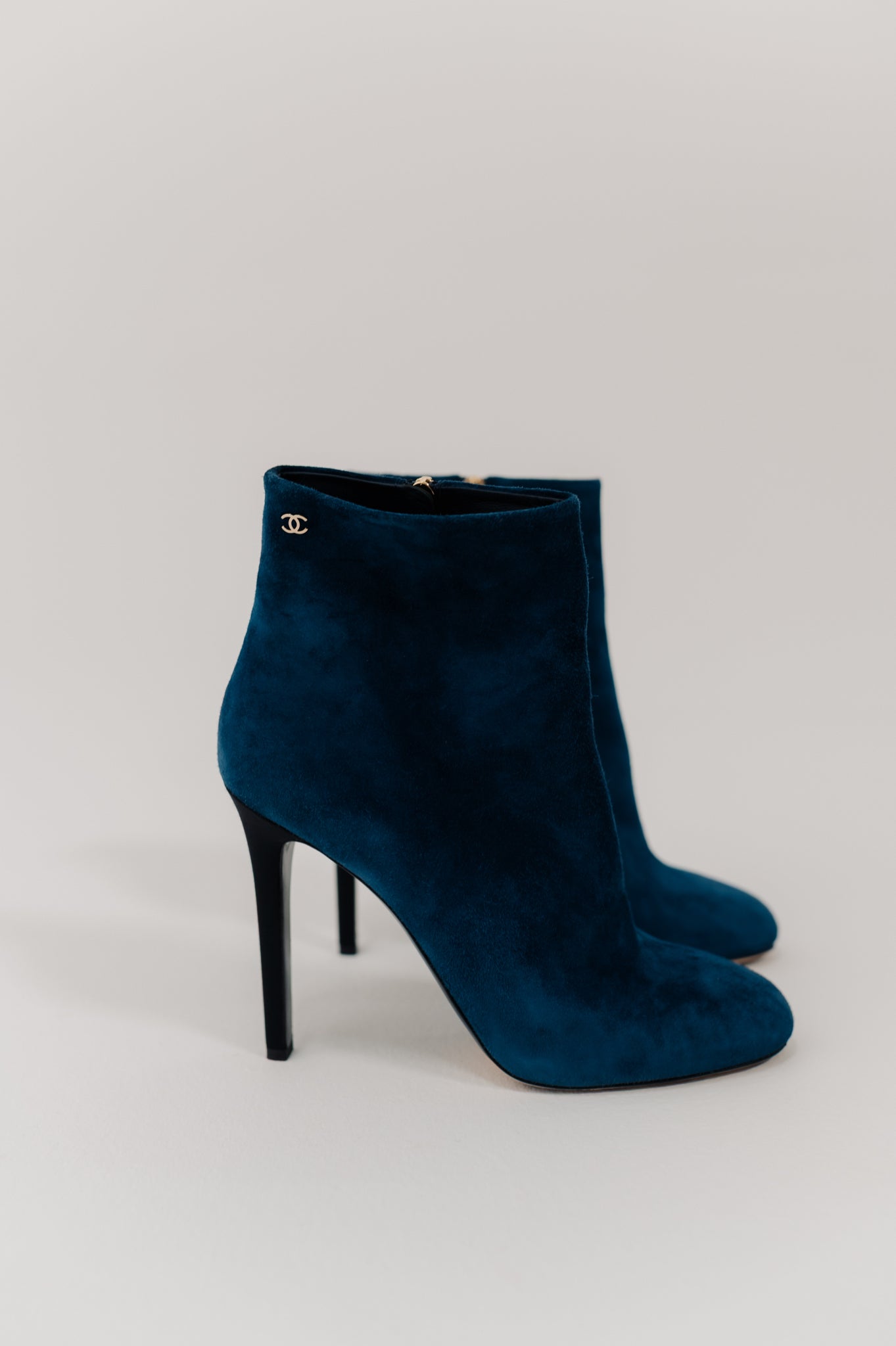 Chanel Teal Suede Boots