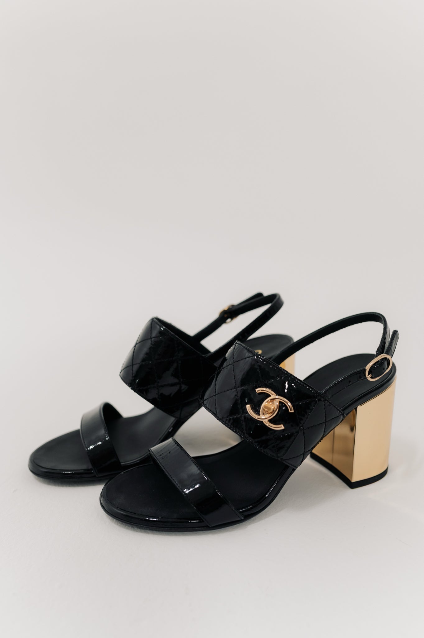 Chanel Gold Heel Sandals