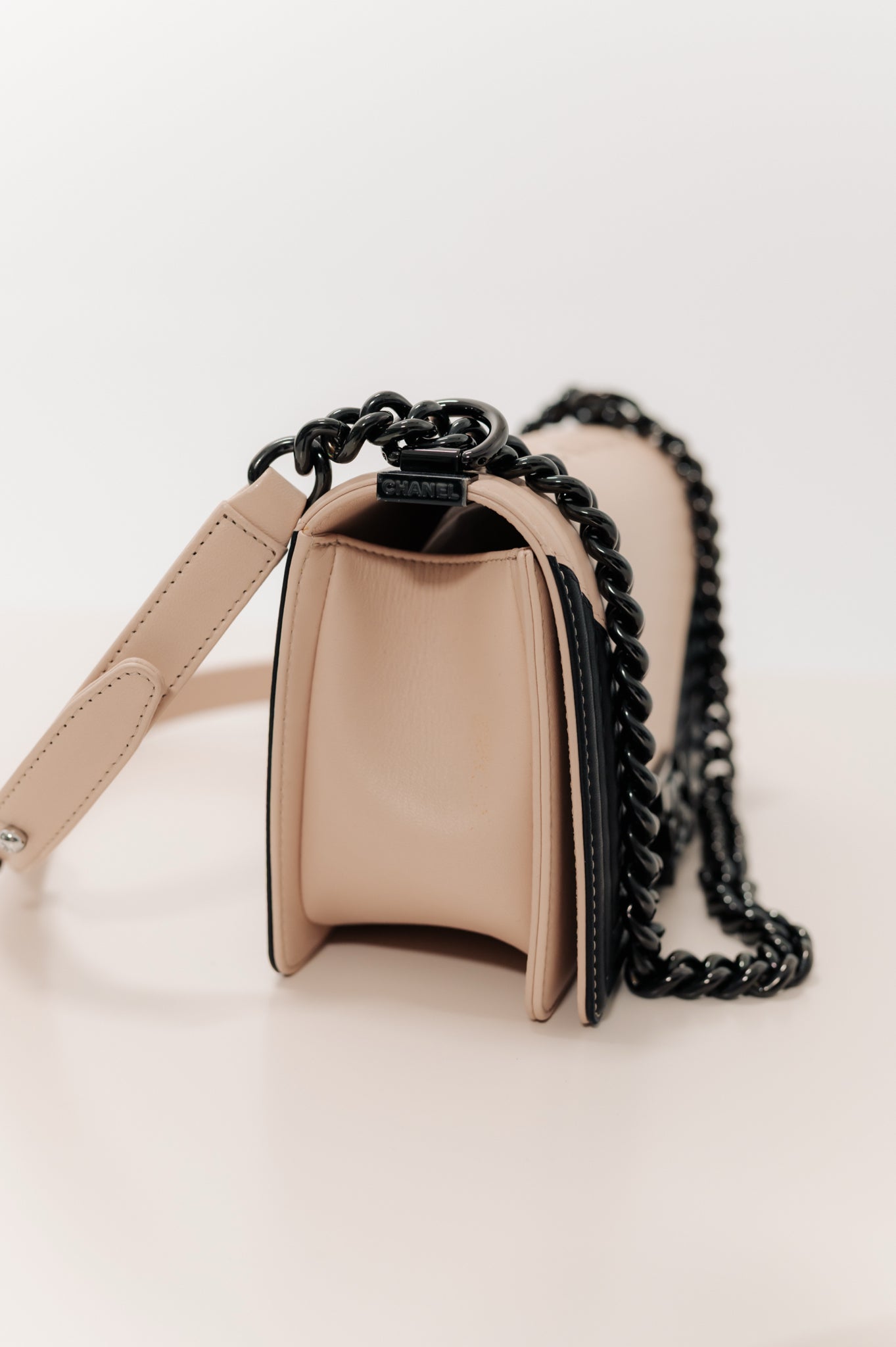 Chanel Beige & Black Boy Bag Hand Bag