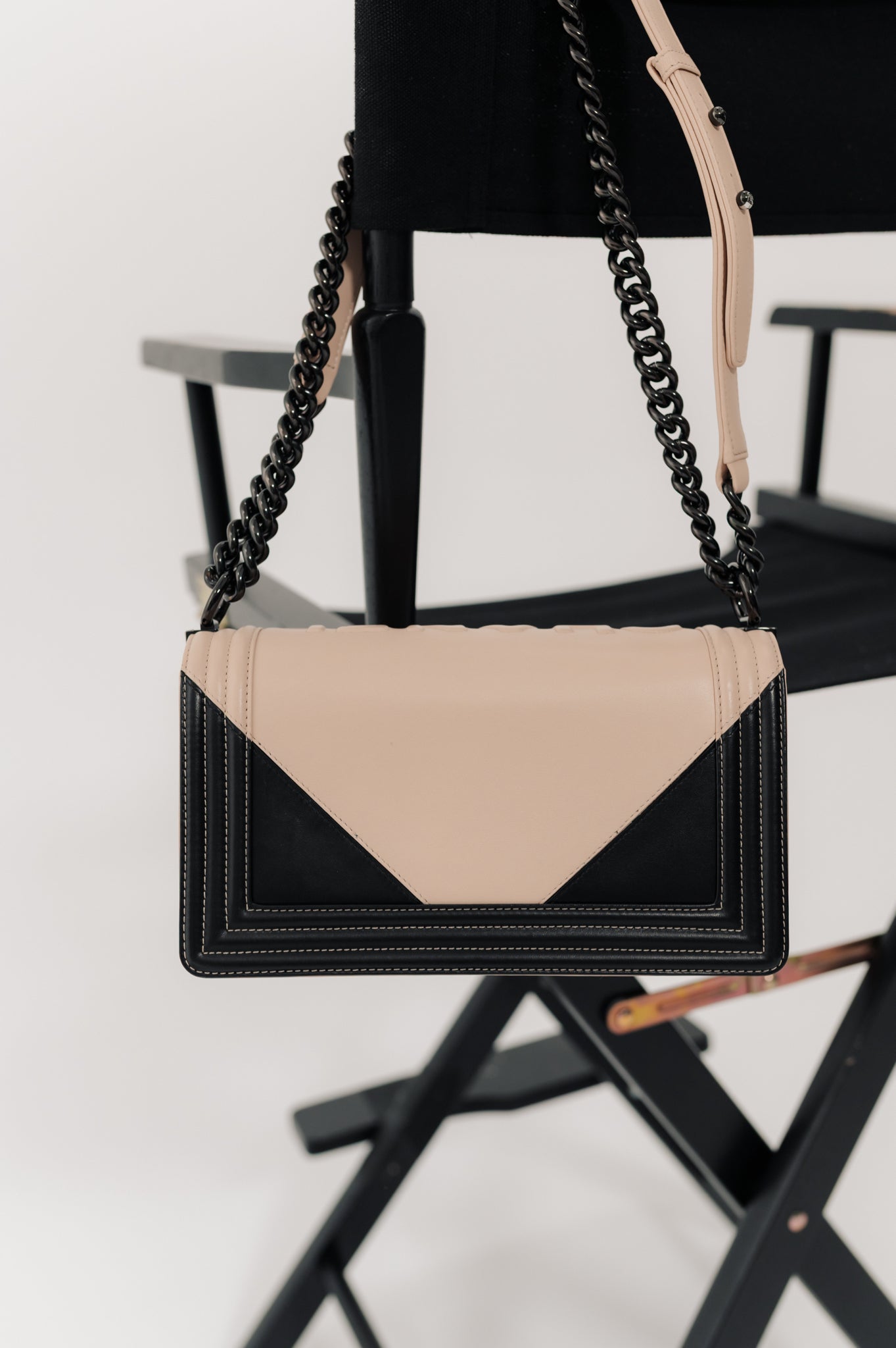 Chanel Beige & Black Boy Bag Hand Bag