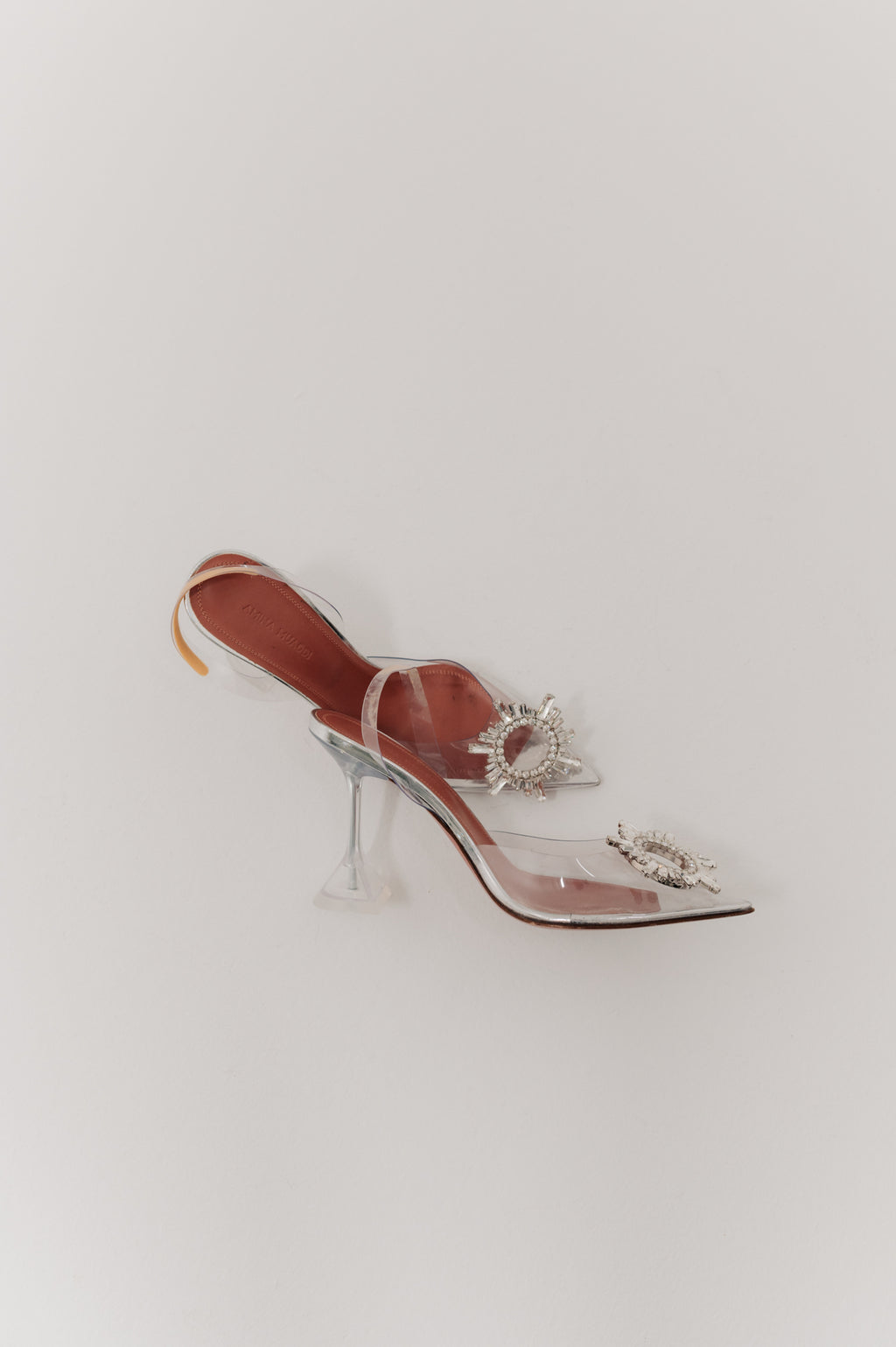 Amina Muaddi Crystal Sling Back Heels