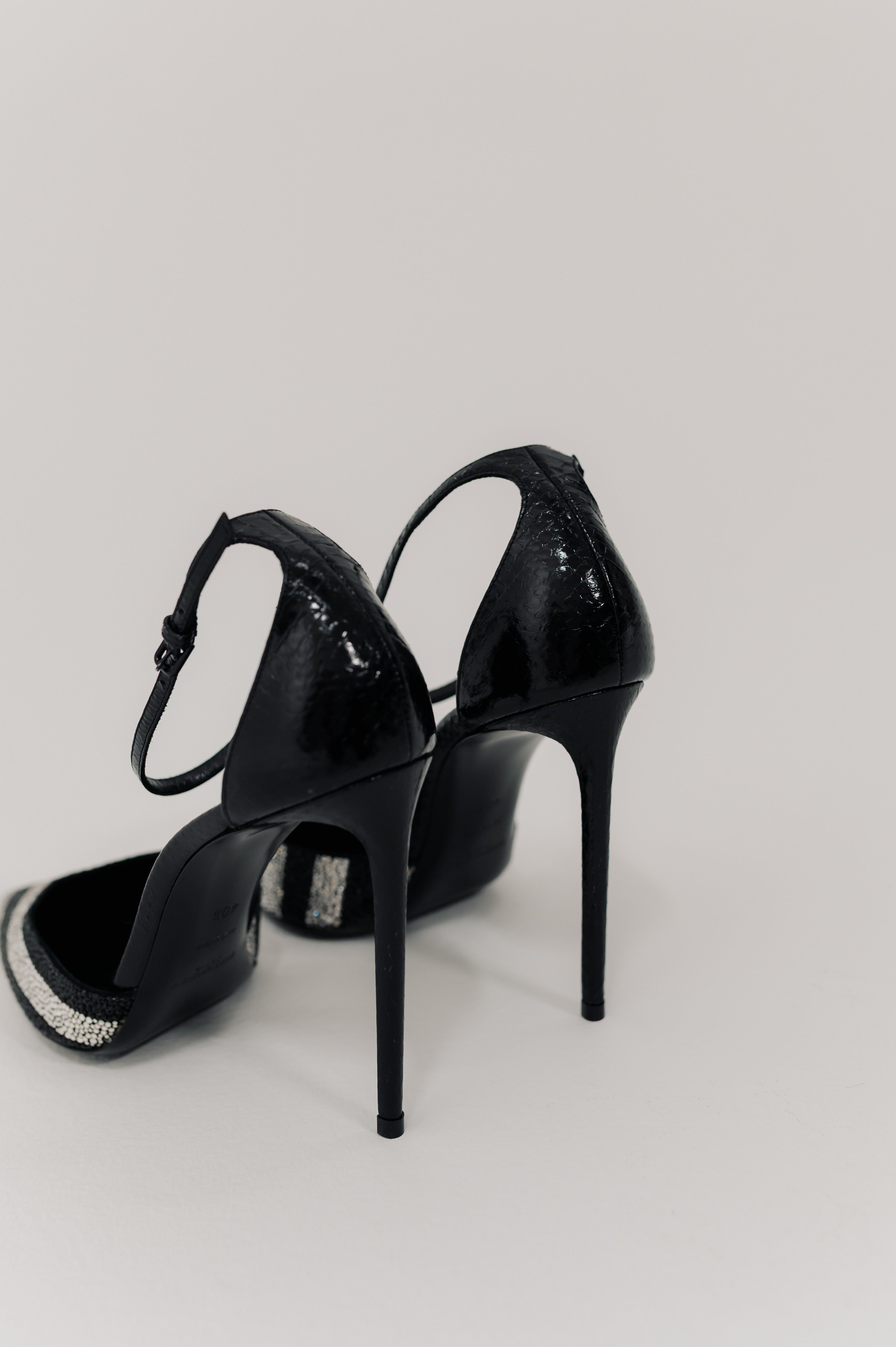Saint Laurent Black and Crystal Zoe Heels