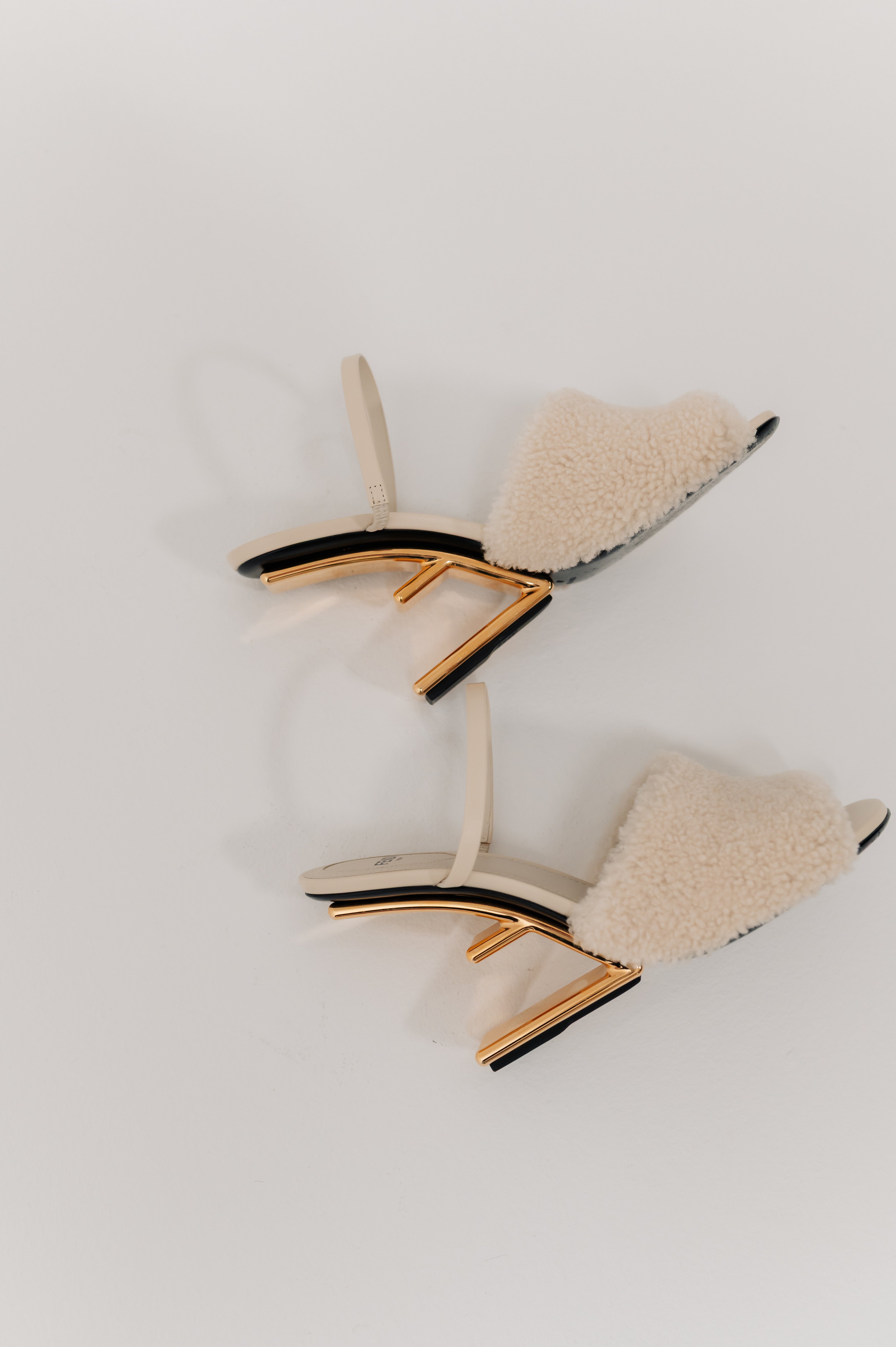 Fendi First Beige Sheepskin Heels