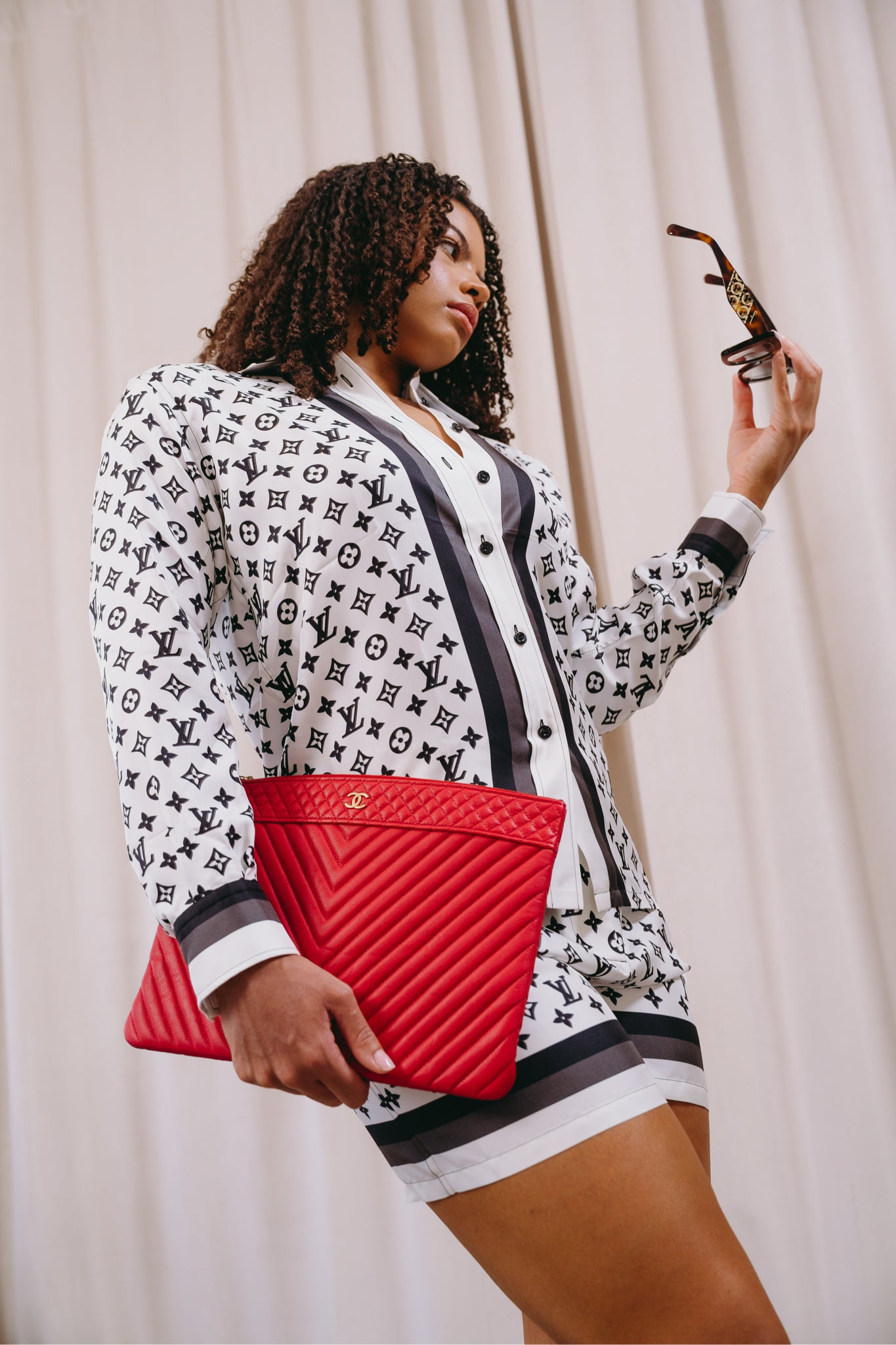 Chanel Pink Chevron Pouch