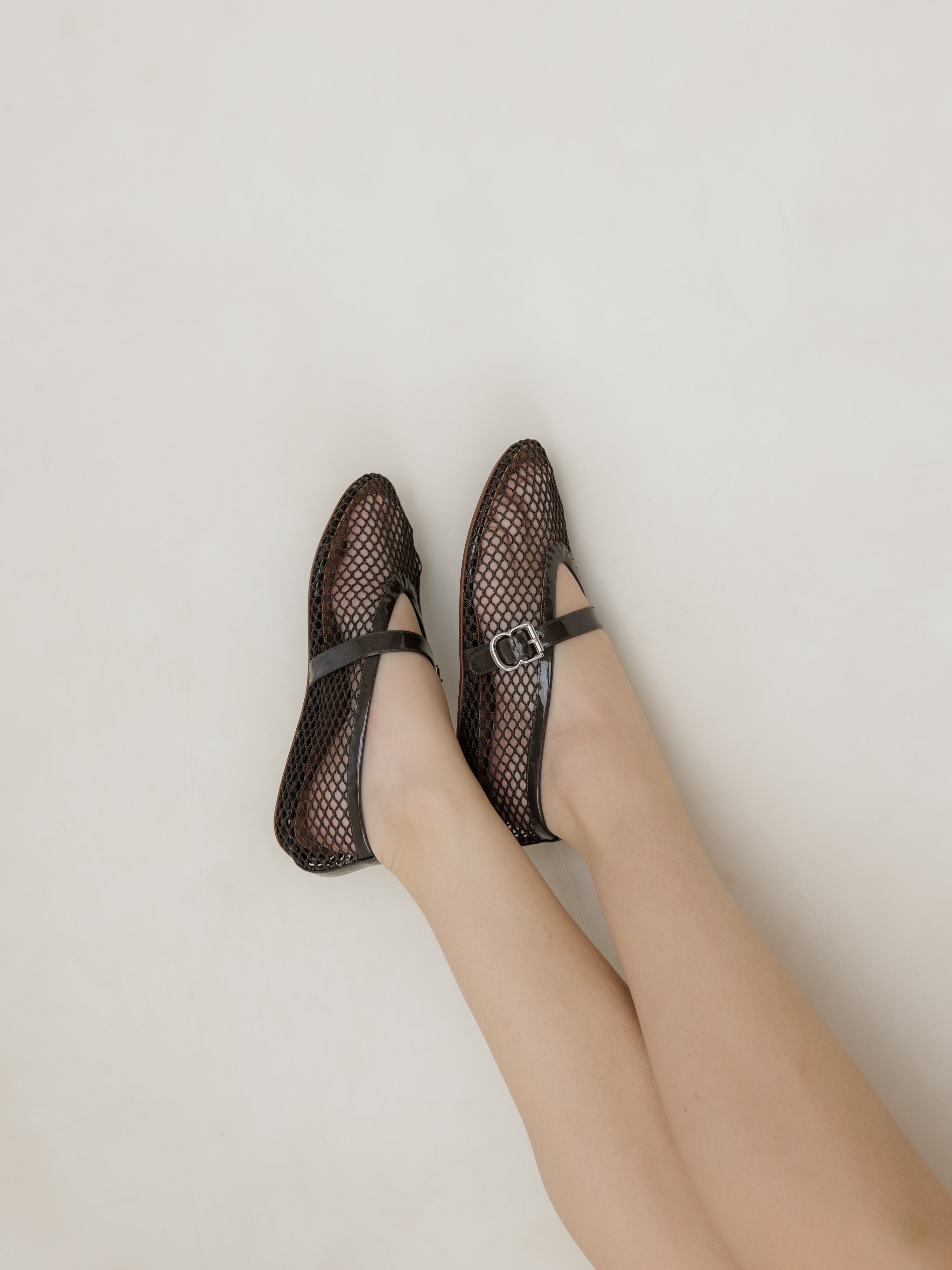 Alaia Brown Mesh Flats