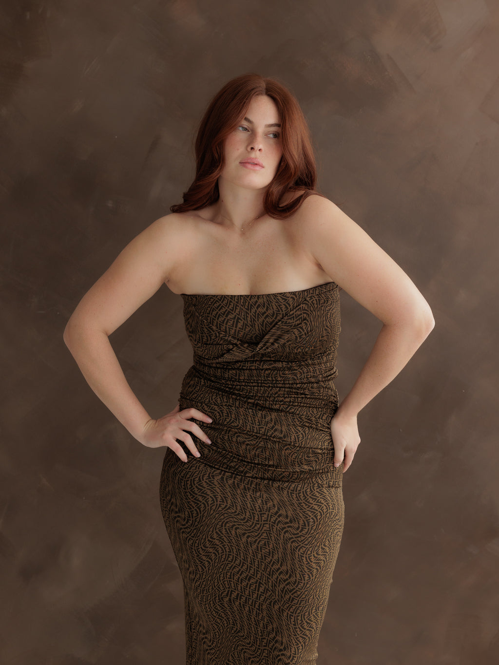 Fendi Brown Zucca Strapless Top
