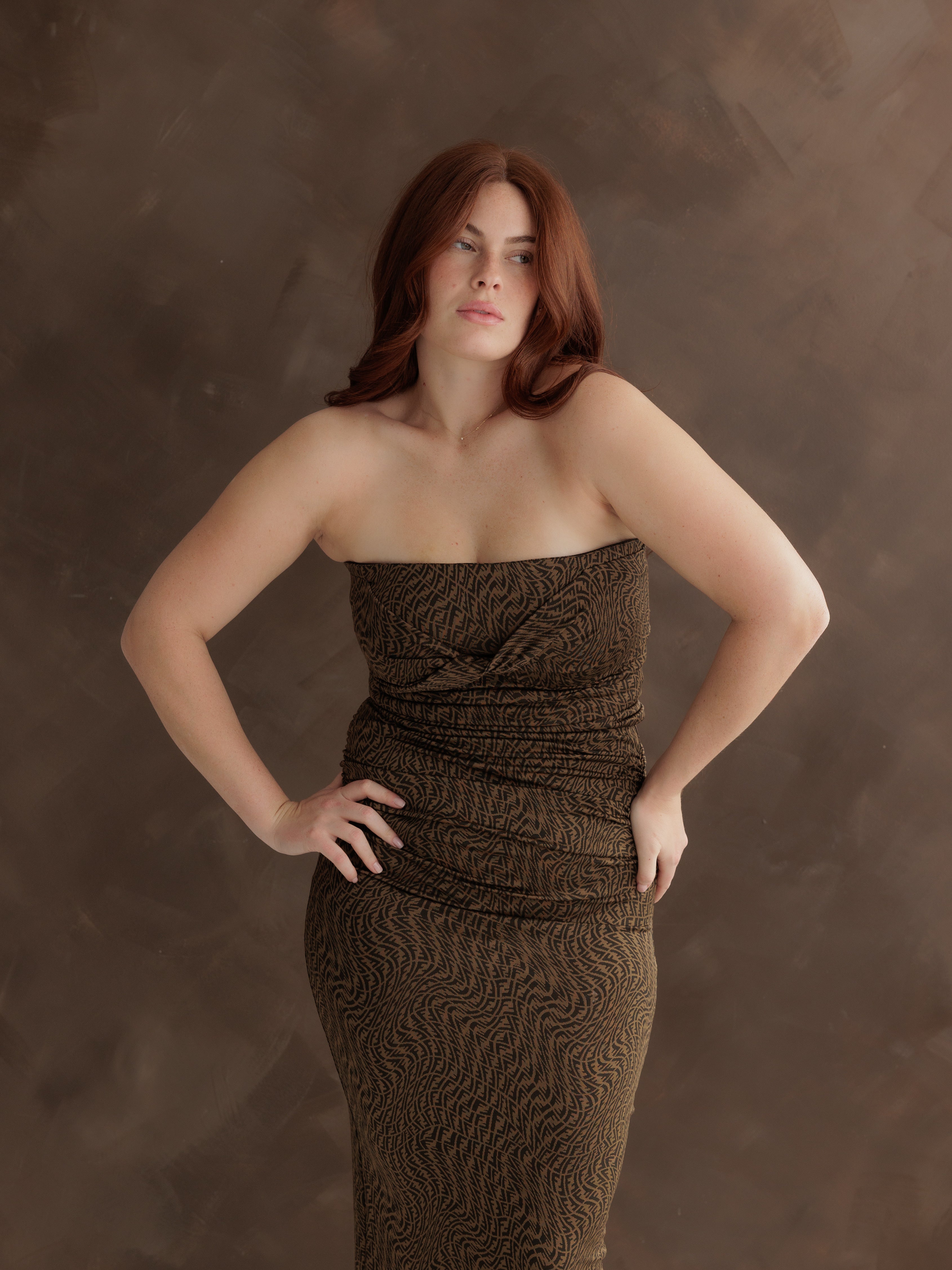 Fendi Brown Zucca Strapless Top